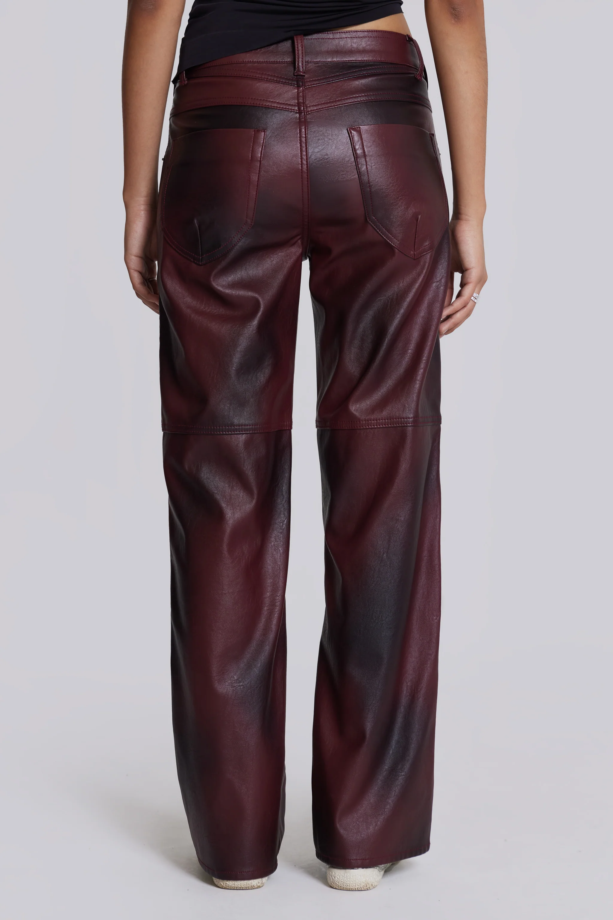 Oxblood Faux Leather Pants - Image 3