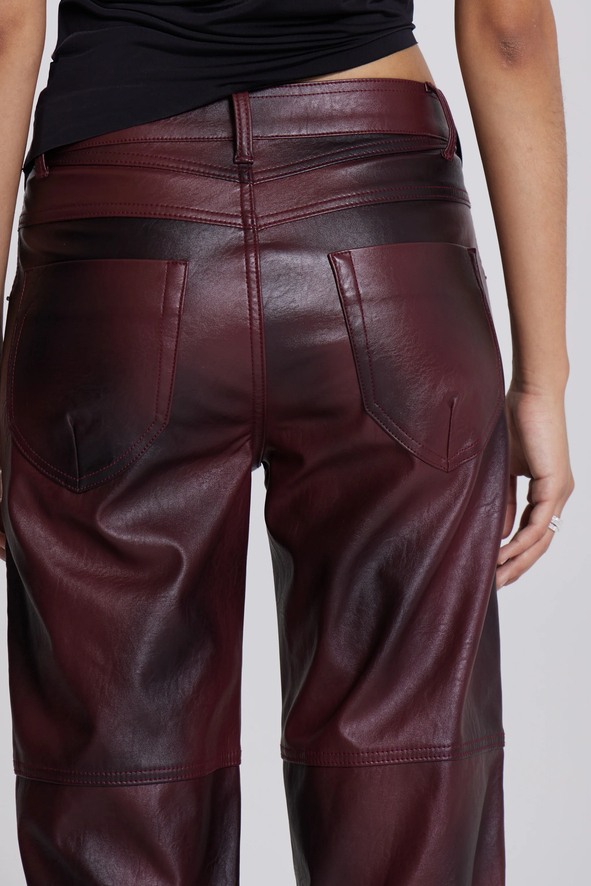 Oxblood Faux Leather Pants - Image 5