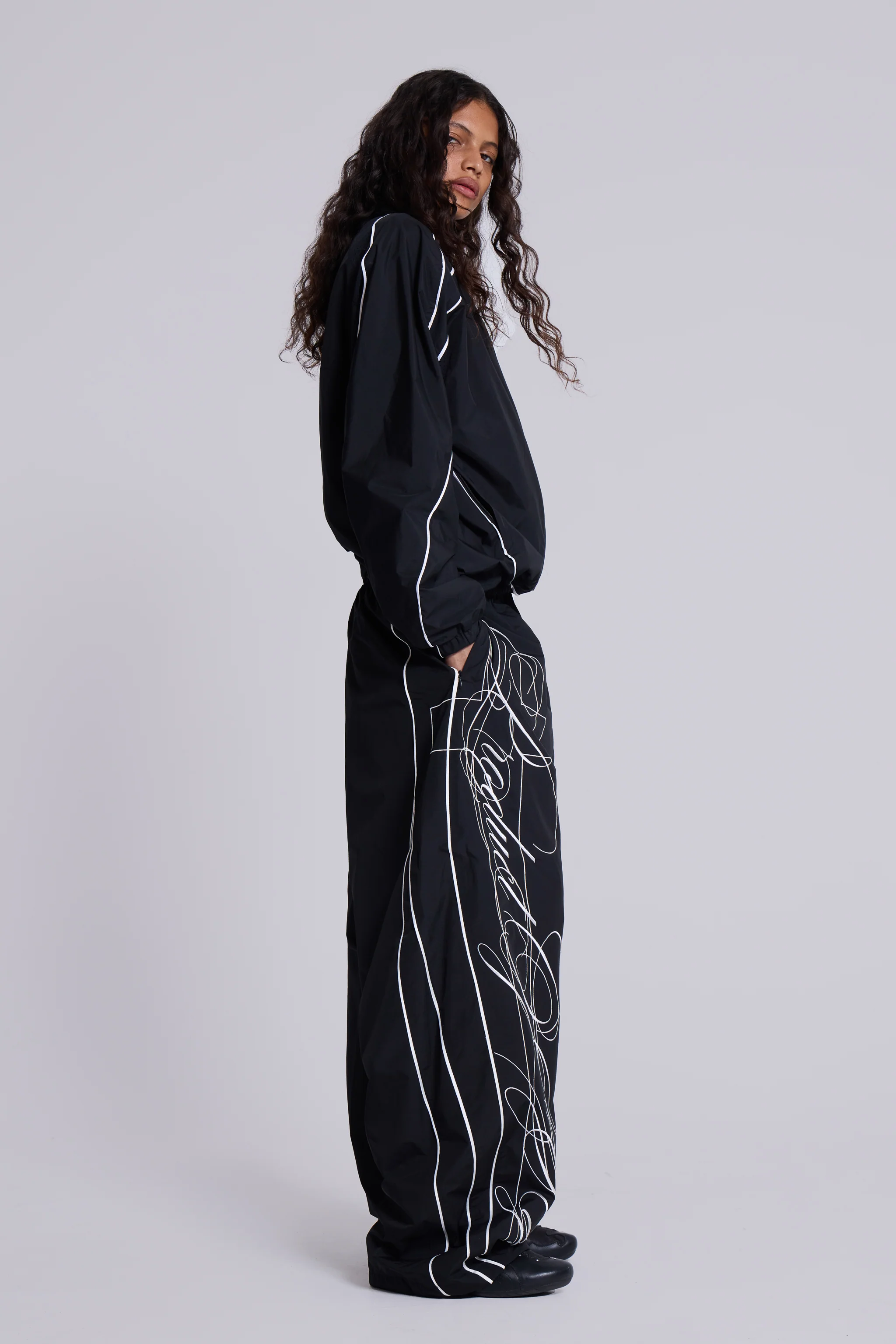 P.O.A. Black Vapor Tracksuit Bottoms - Image 3