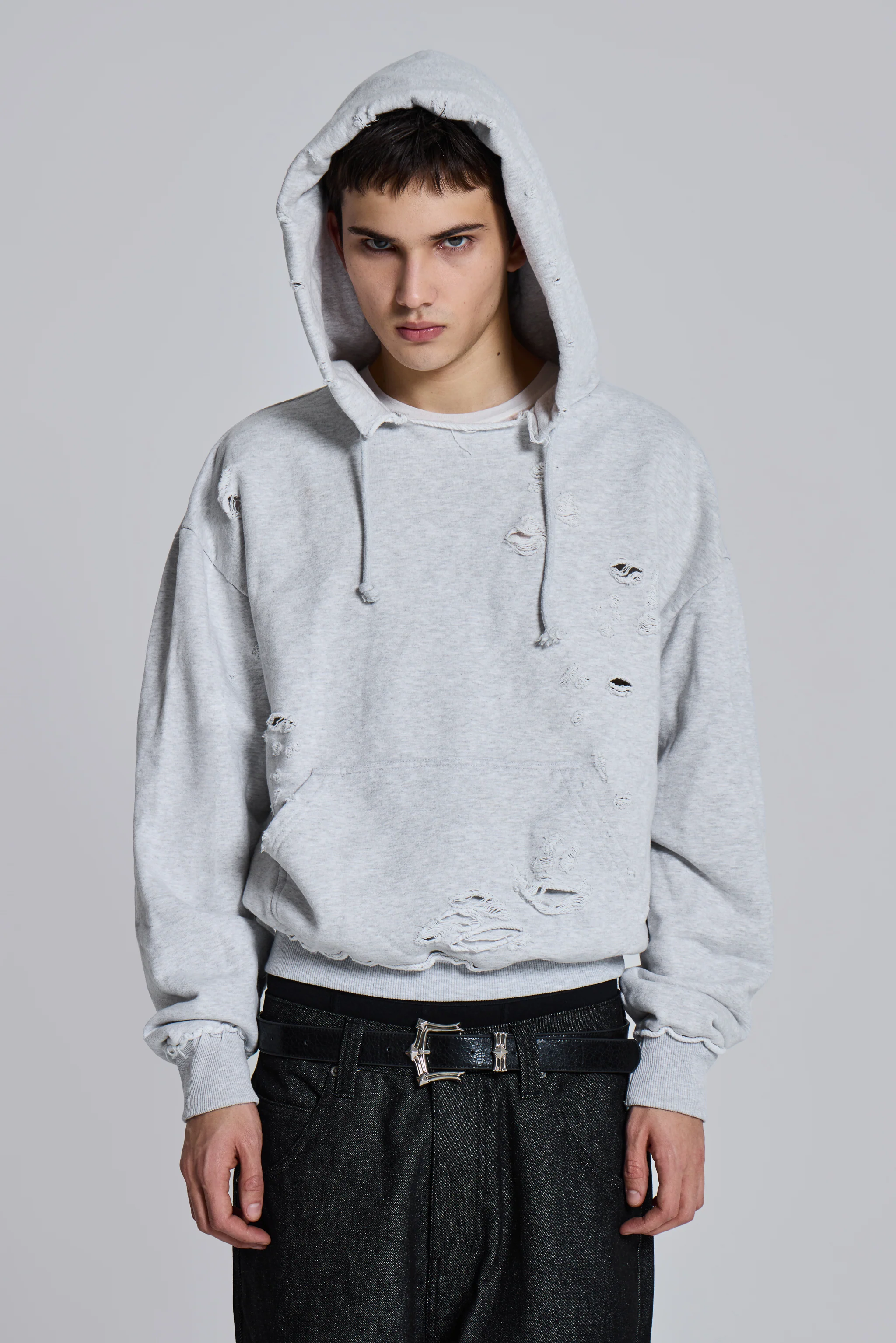 Pullover Bitten Hoodie in Grey Marl - Image 4