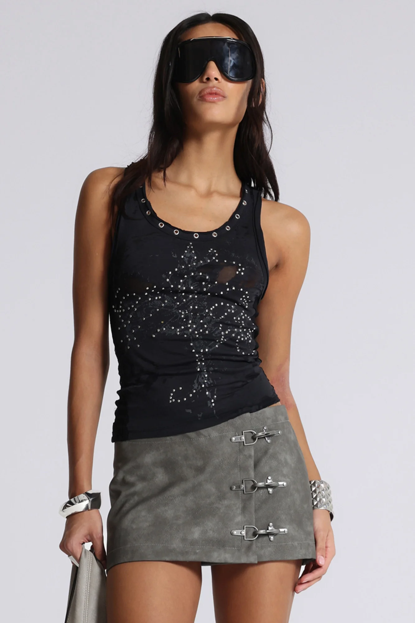 Ramona Burnout Vest Top in Black - Image 16