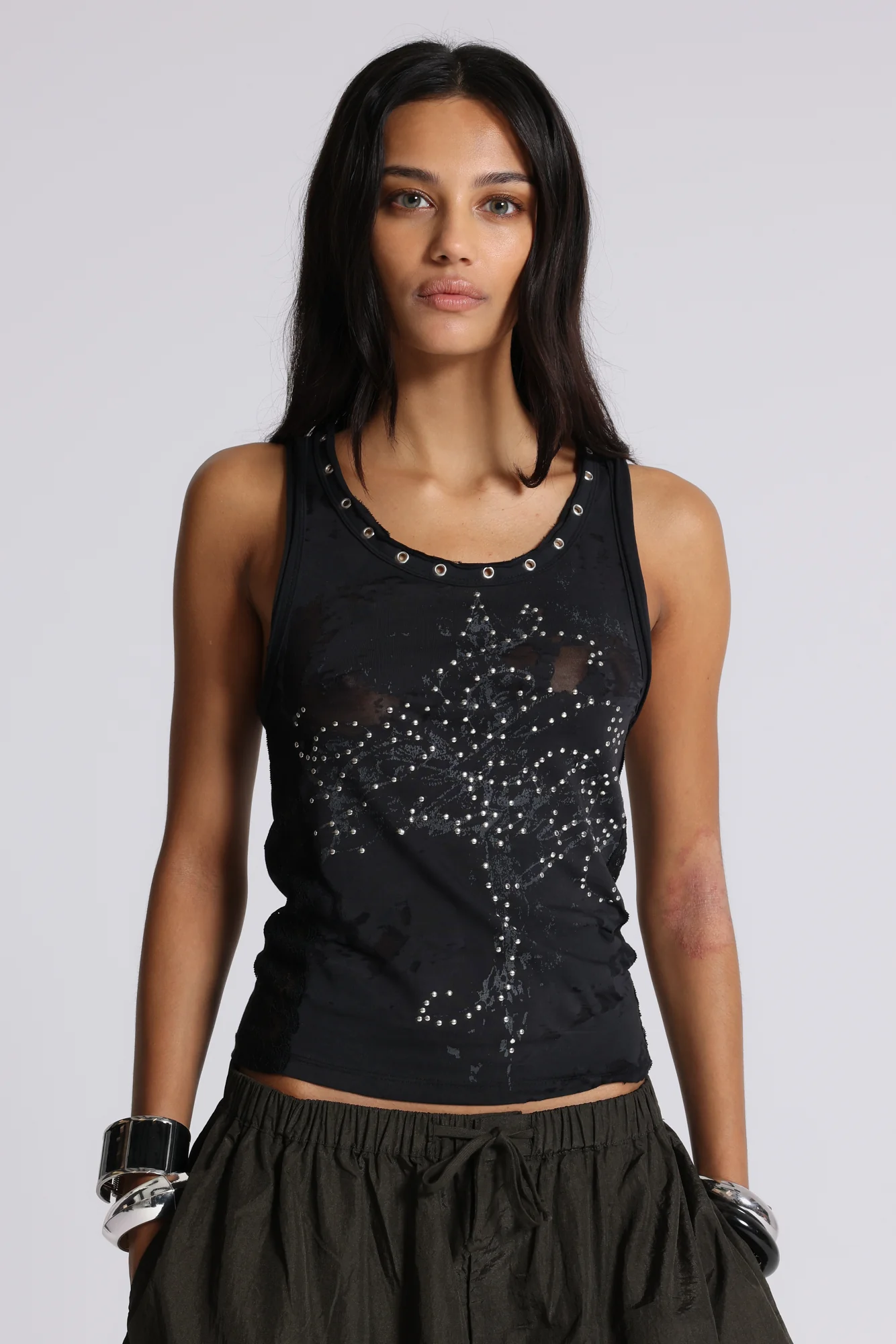 Ramona Burnout Vest Top in Black - Image 6