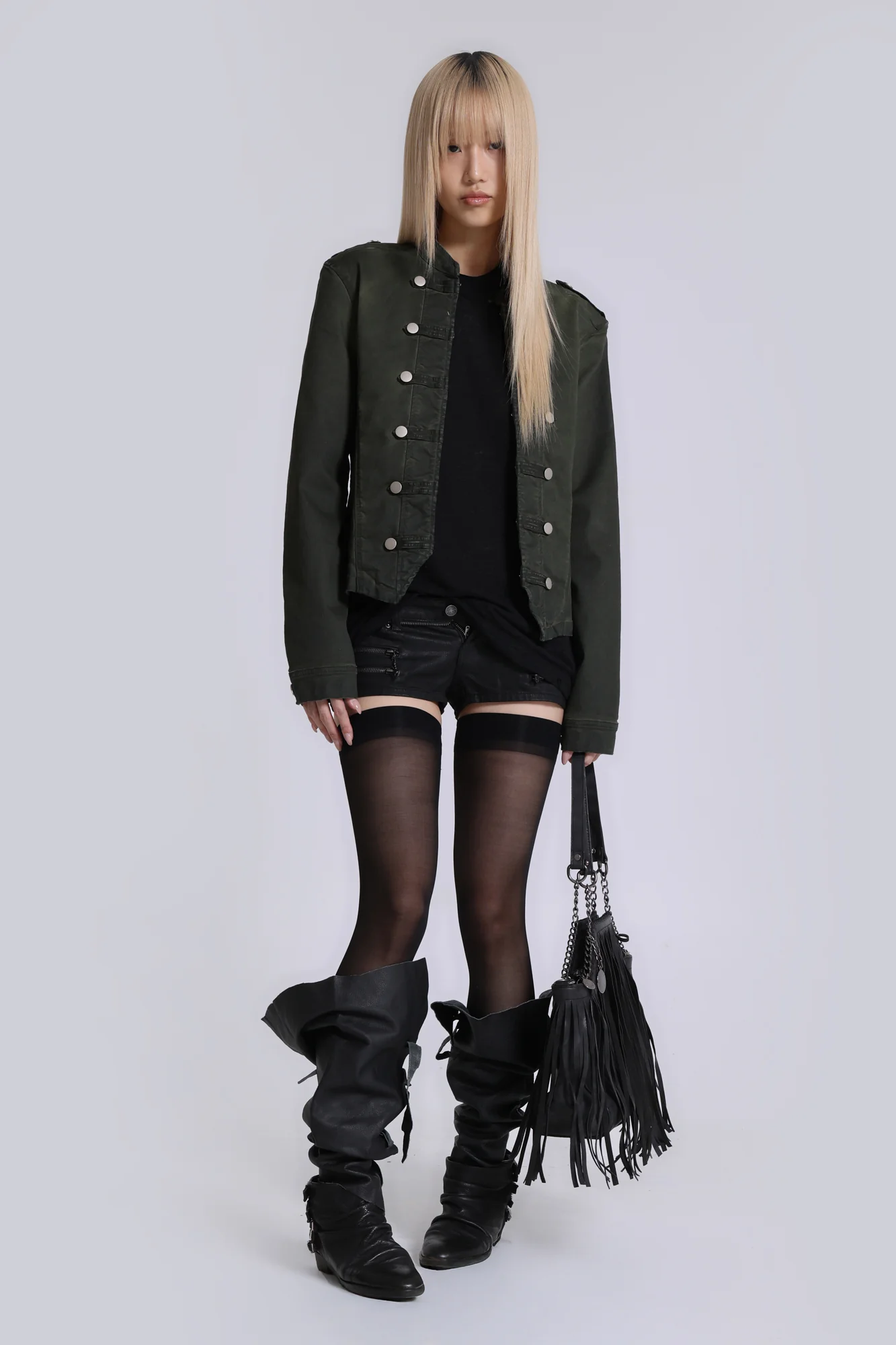 Rebel Military Jacket in Khaki - Image 7