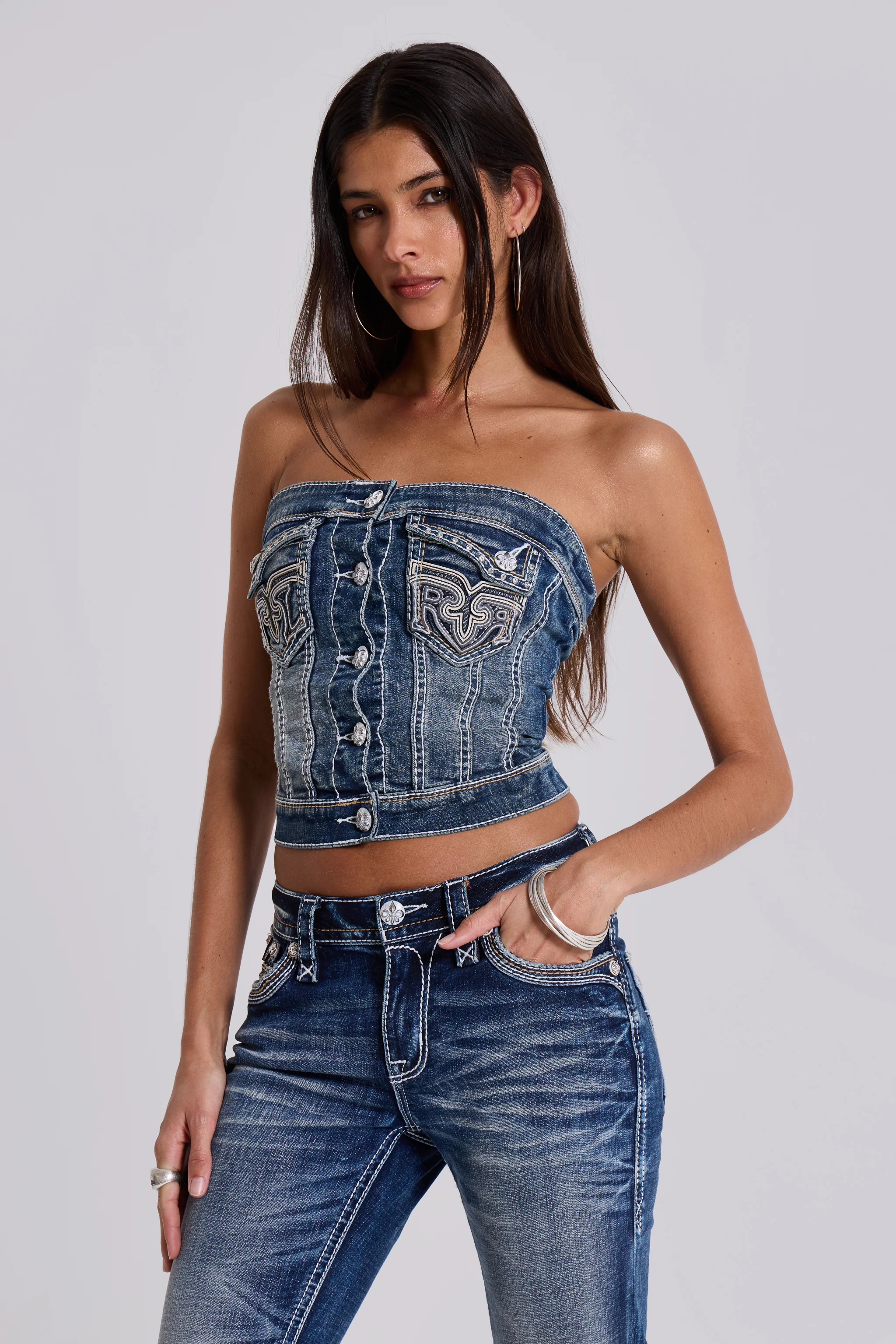 Rock Revival Denim Corset Top - Image 4