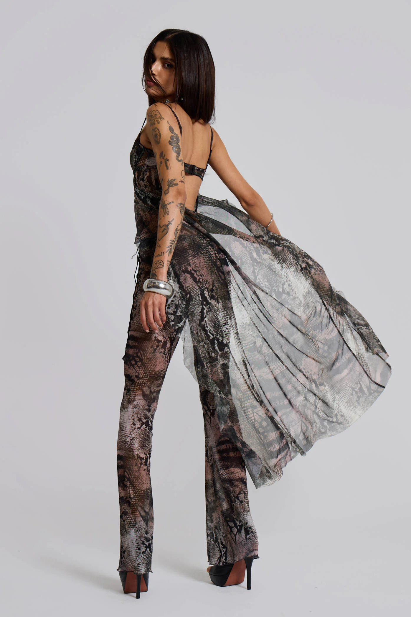 Snake Laced Mesh Trousers - Image 6