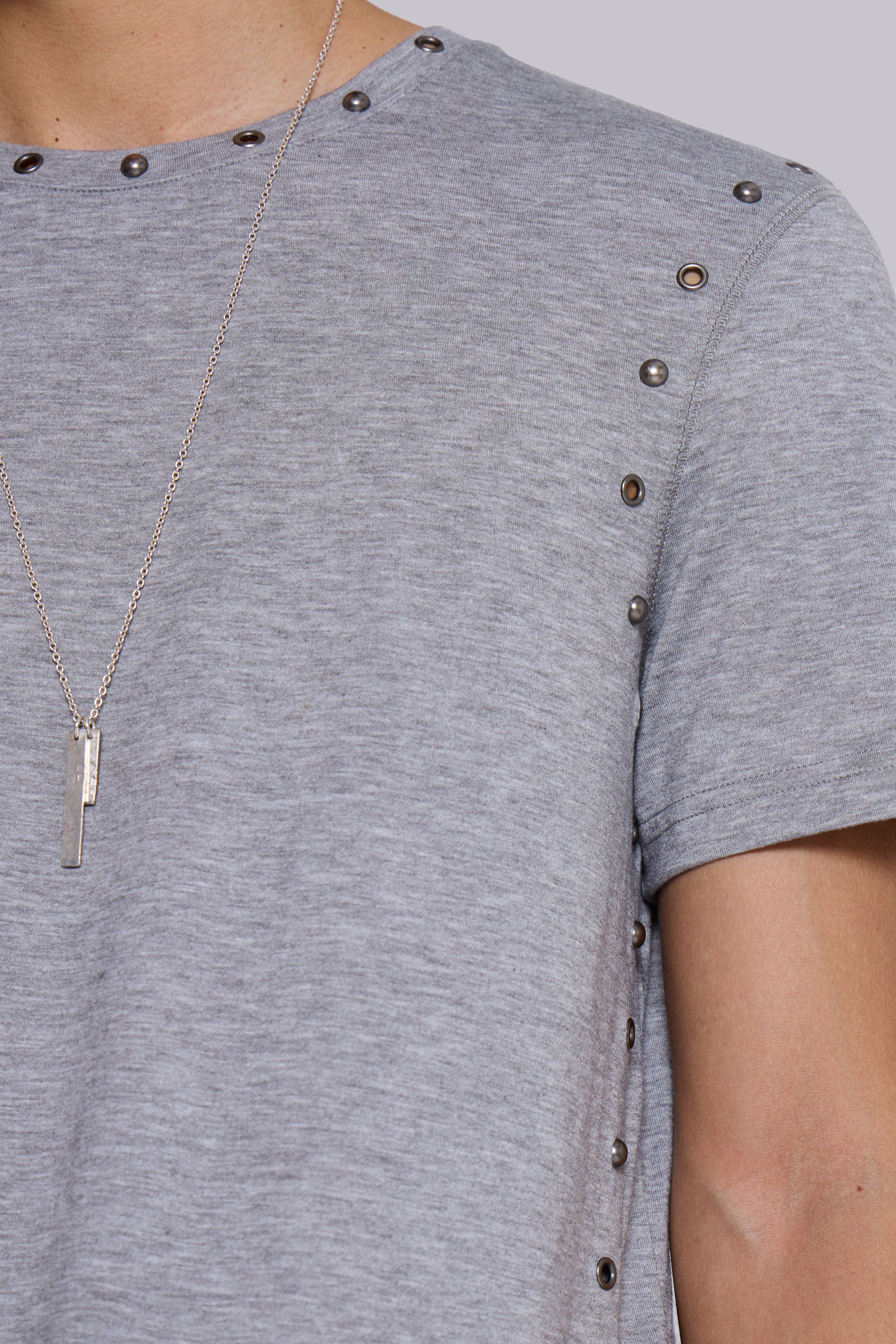 Studded Grey Marl Mist T-Shirt - Image 6