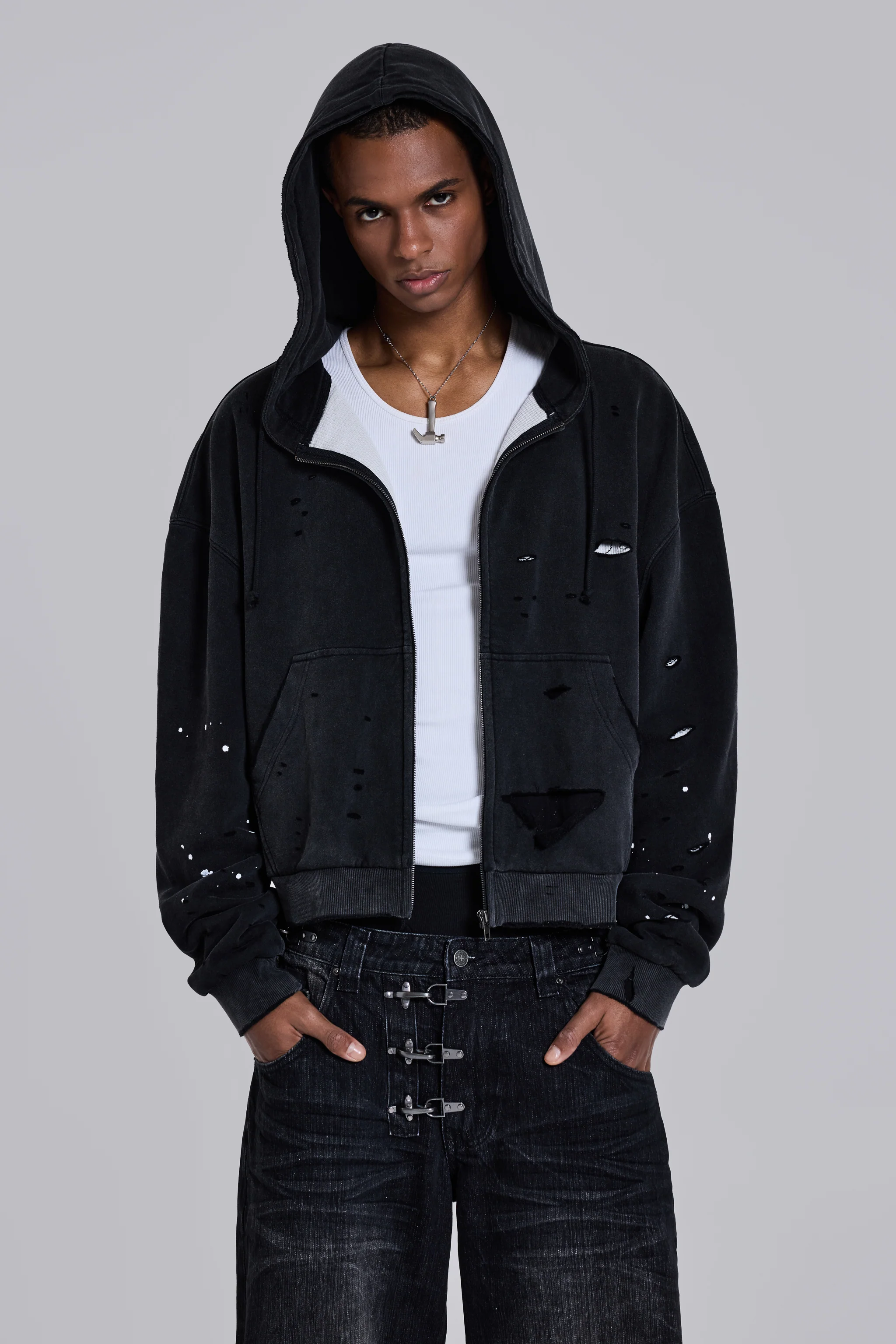 Sun Faded Waffle Lined Zip Hoodie - Image 3