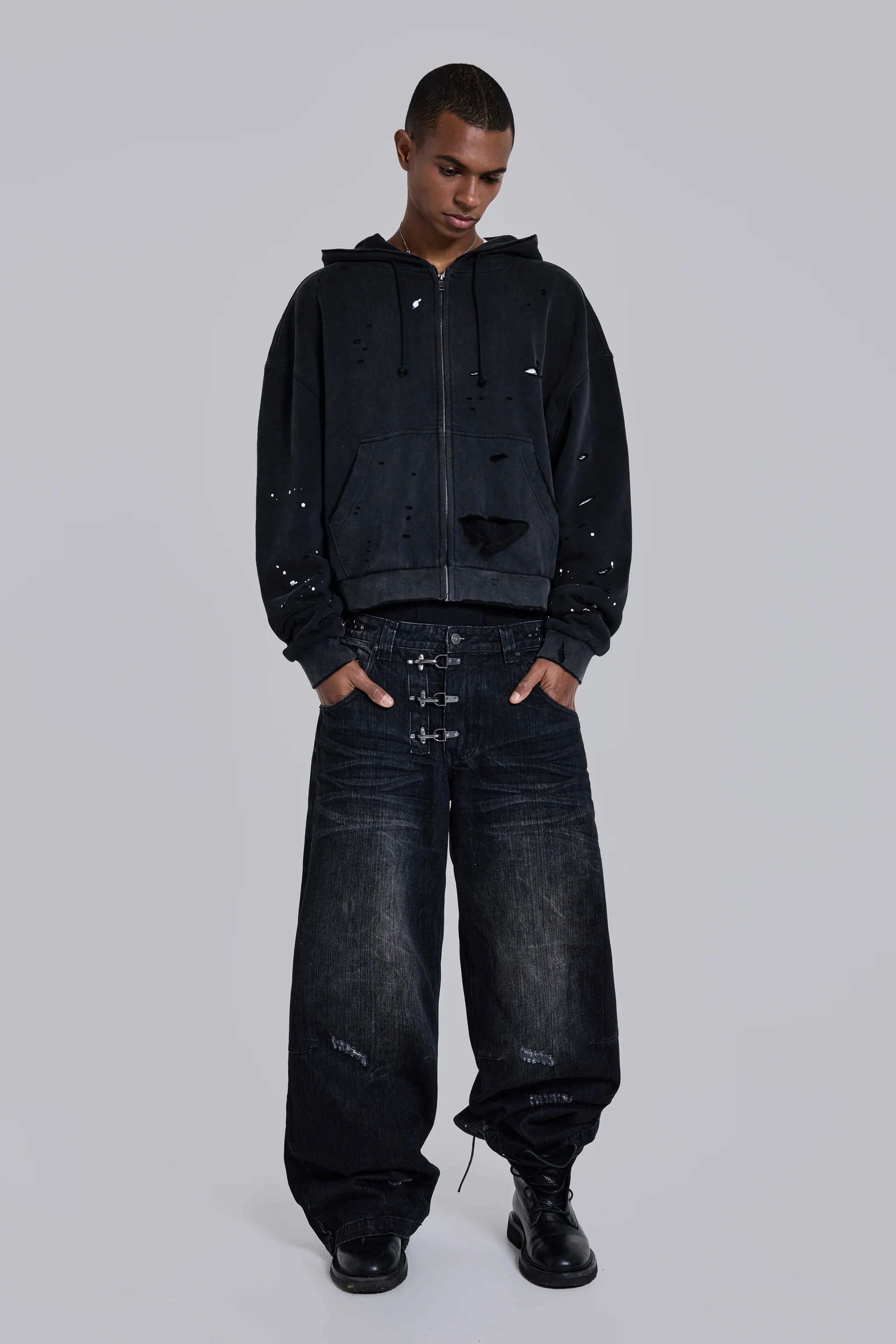 Sun Faded Waffle Lined Zip Hoodie - Image 4