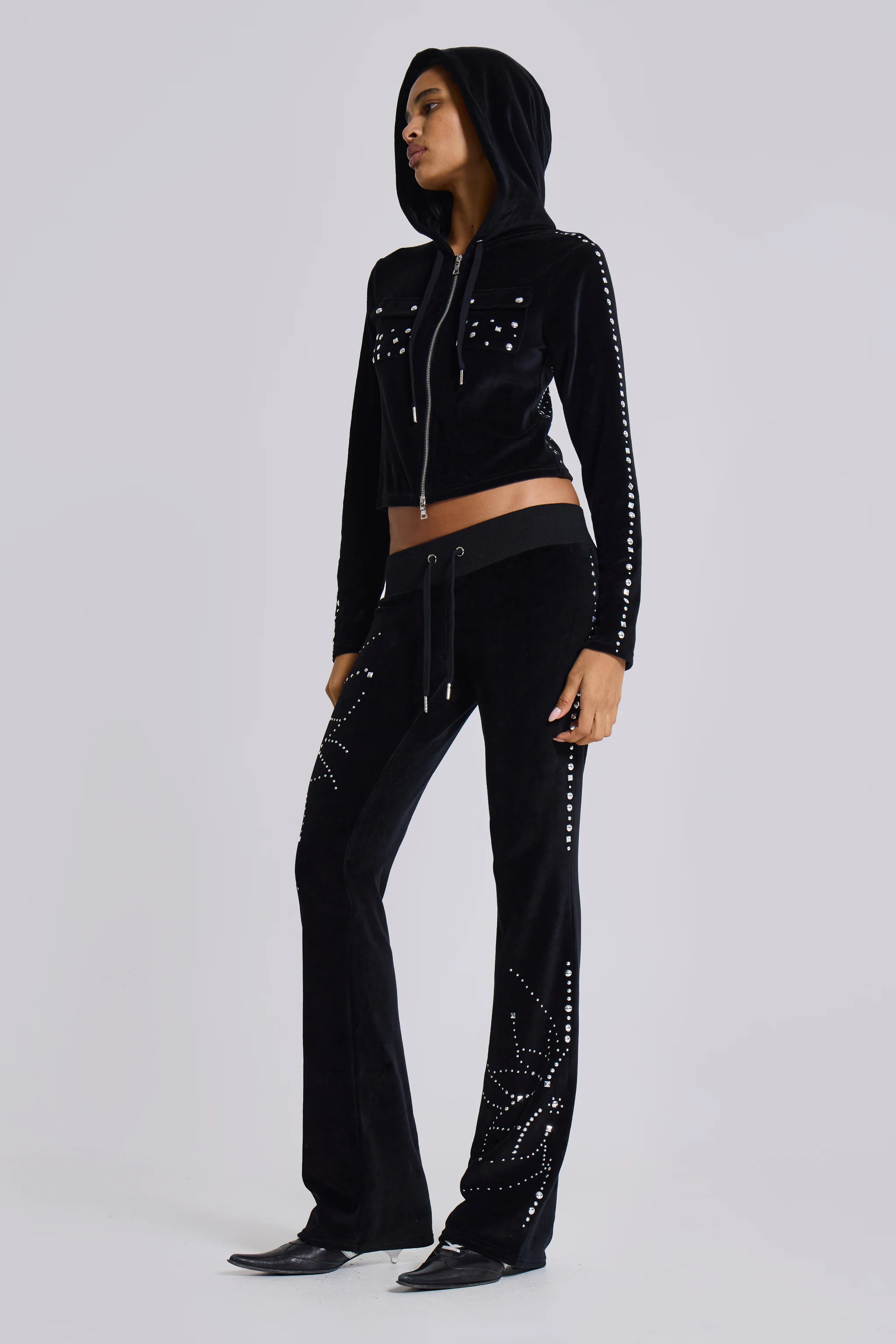 Superset Studded Velour Bootcut Trousers - Image 7