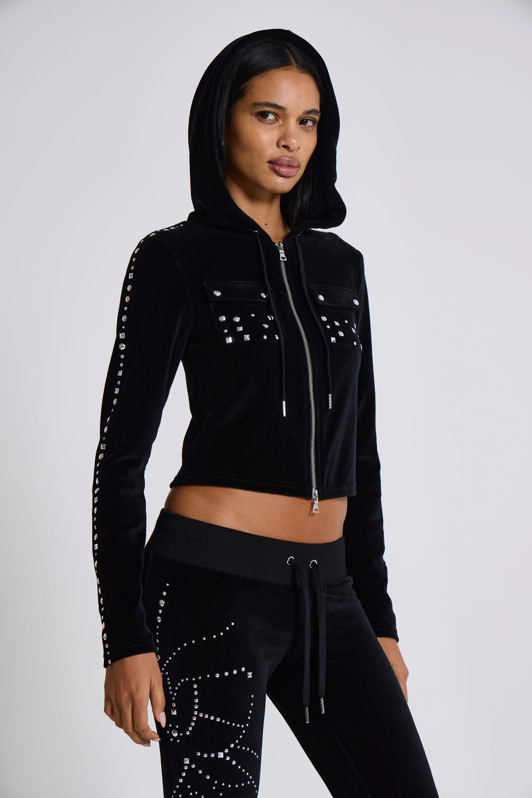 Superset Studded Velour Fitted Hoodie - Image 8