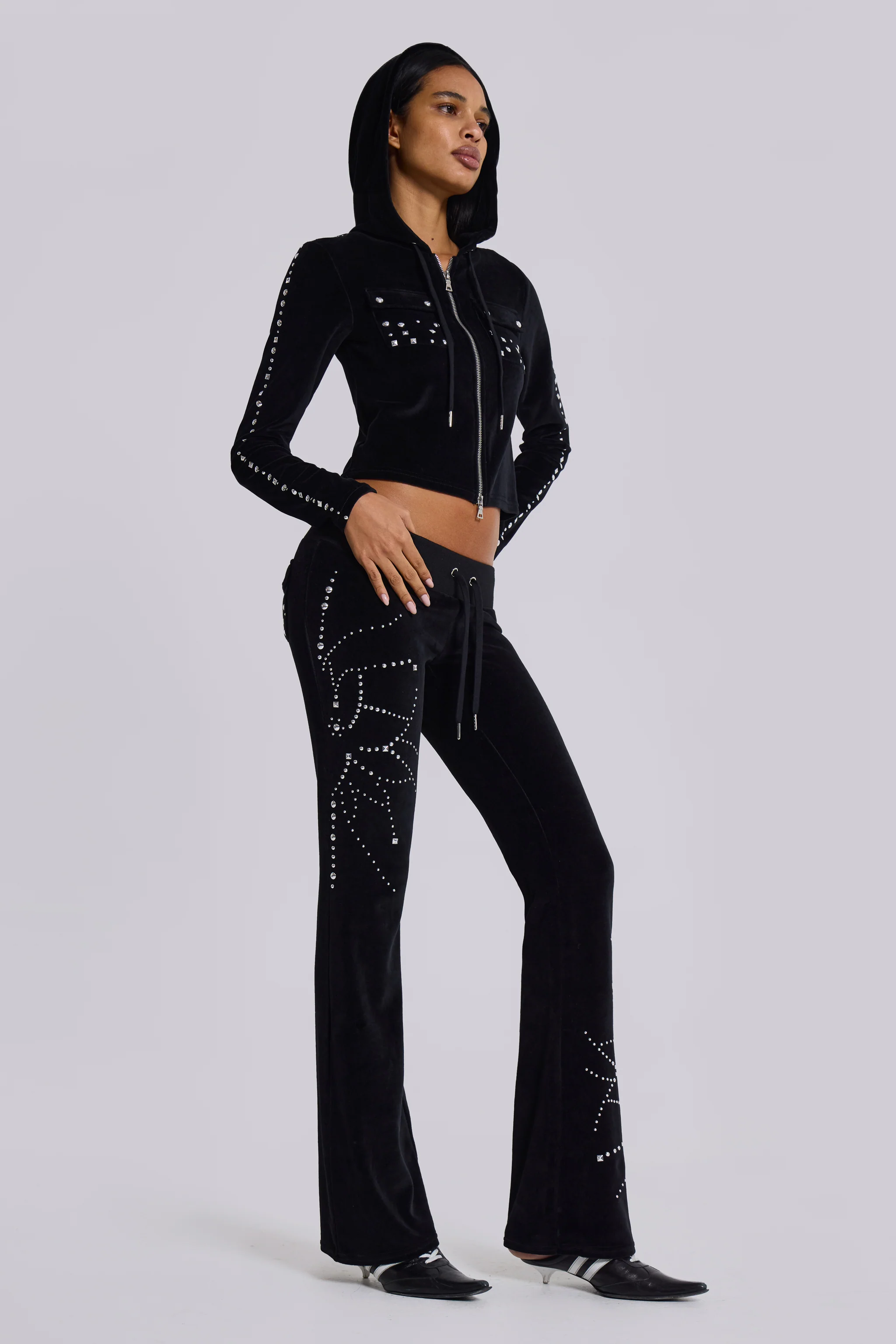 Superset Studded Velour Fitted Hoodie - Image 9