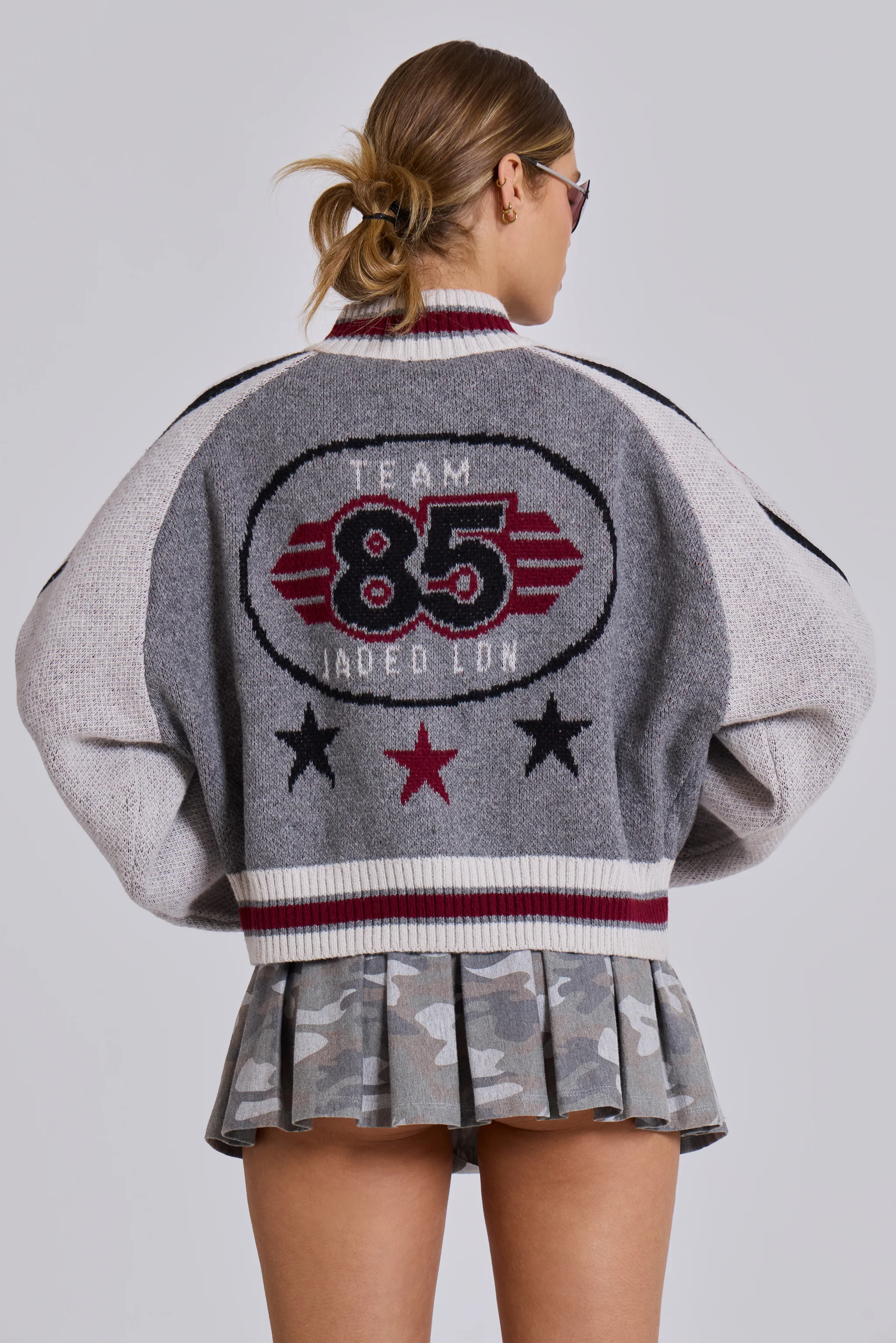 Grey Team 85 Knitted Bomber Jacket - Image 7