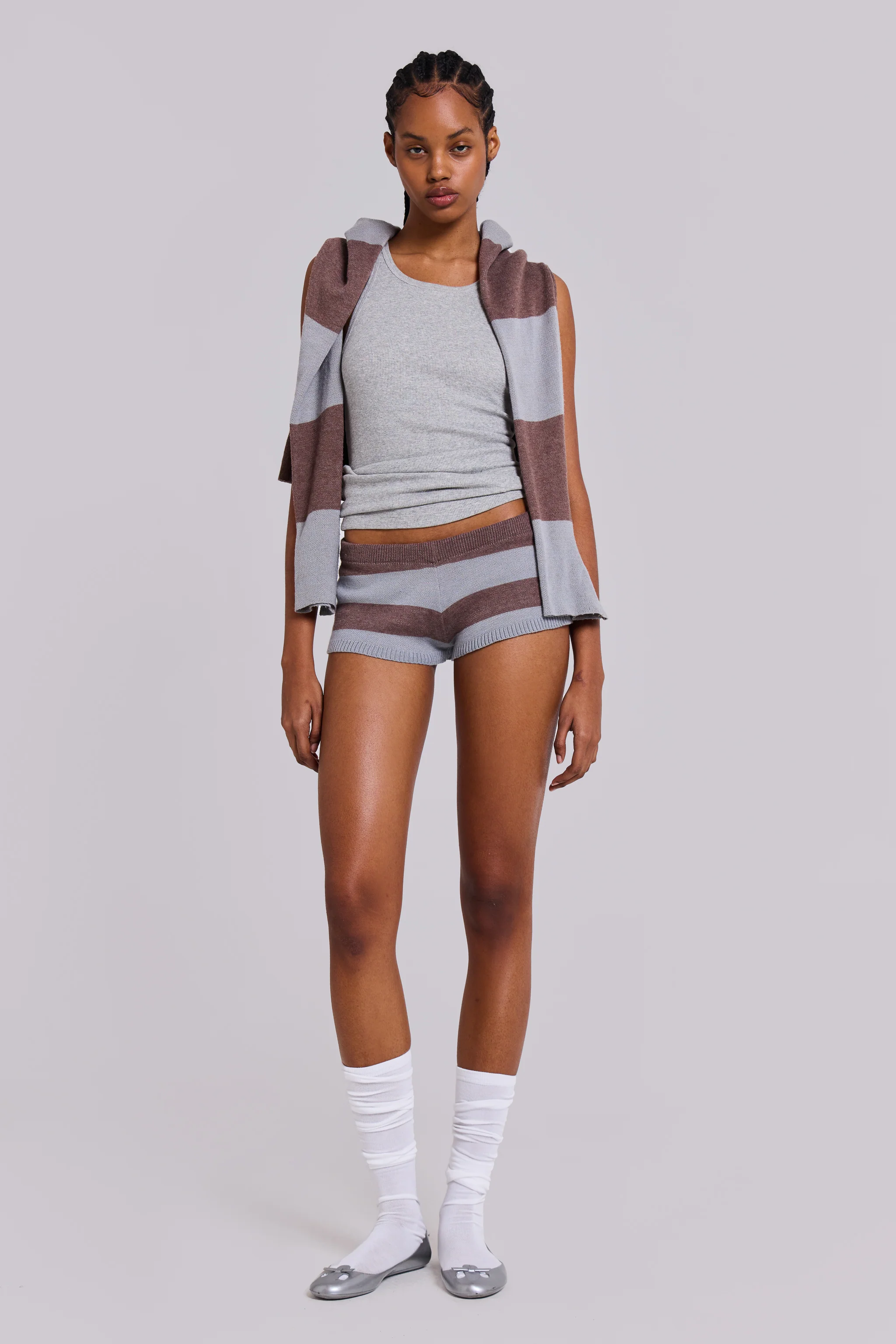 Team 93 Studded Knit Mini Shorts - Image 4