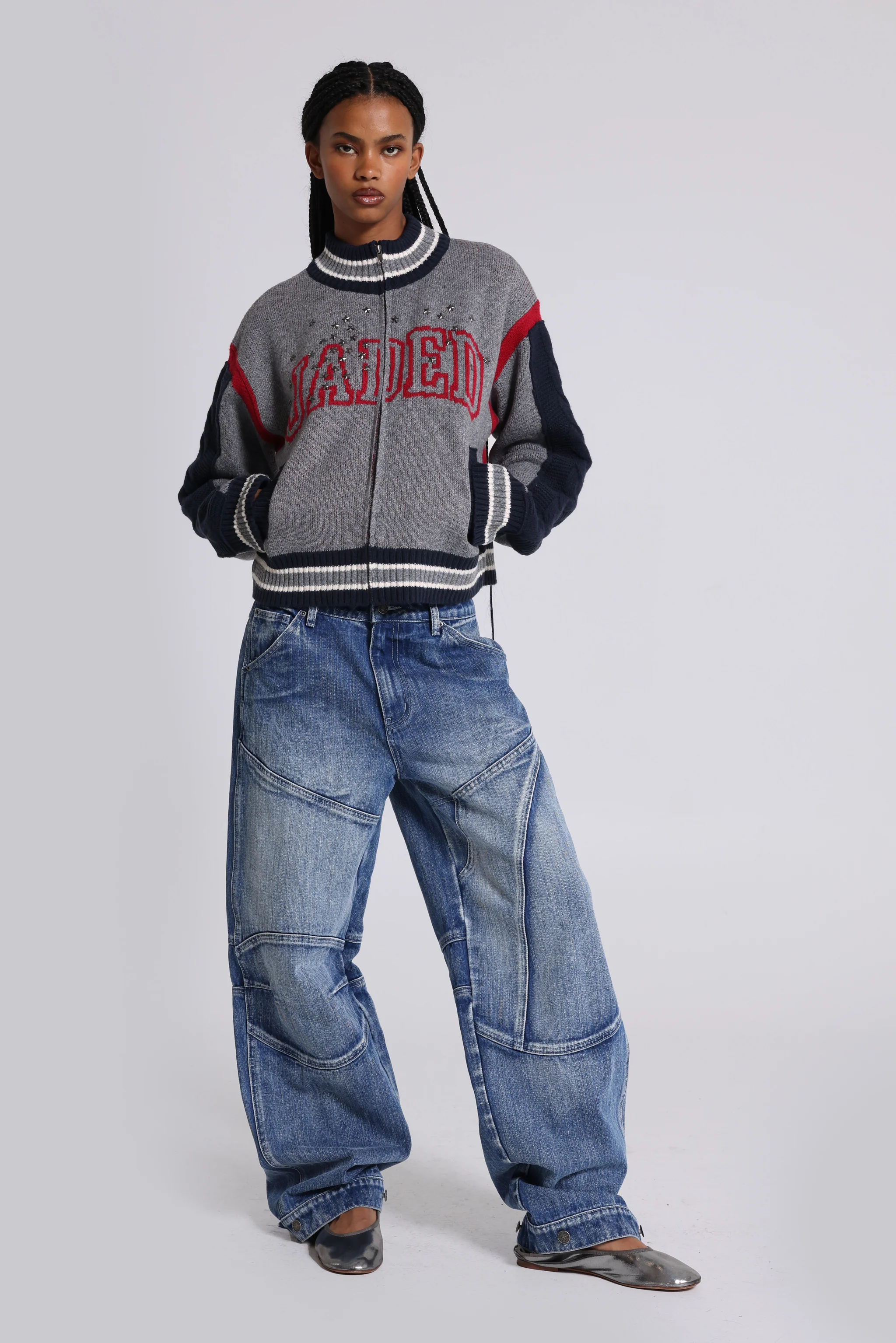 Team USA Studded Knitted Bomber Jacket - Image 3