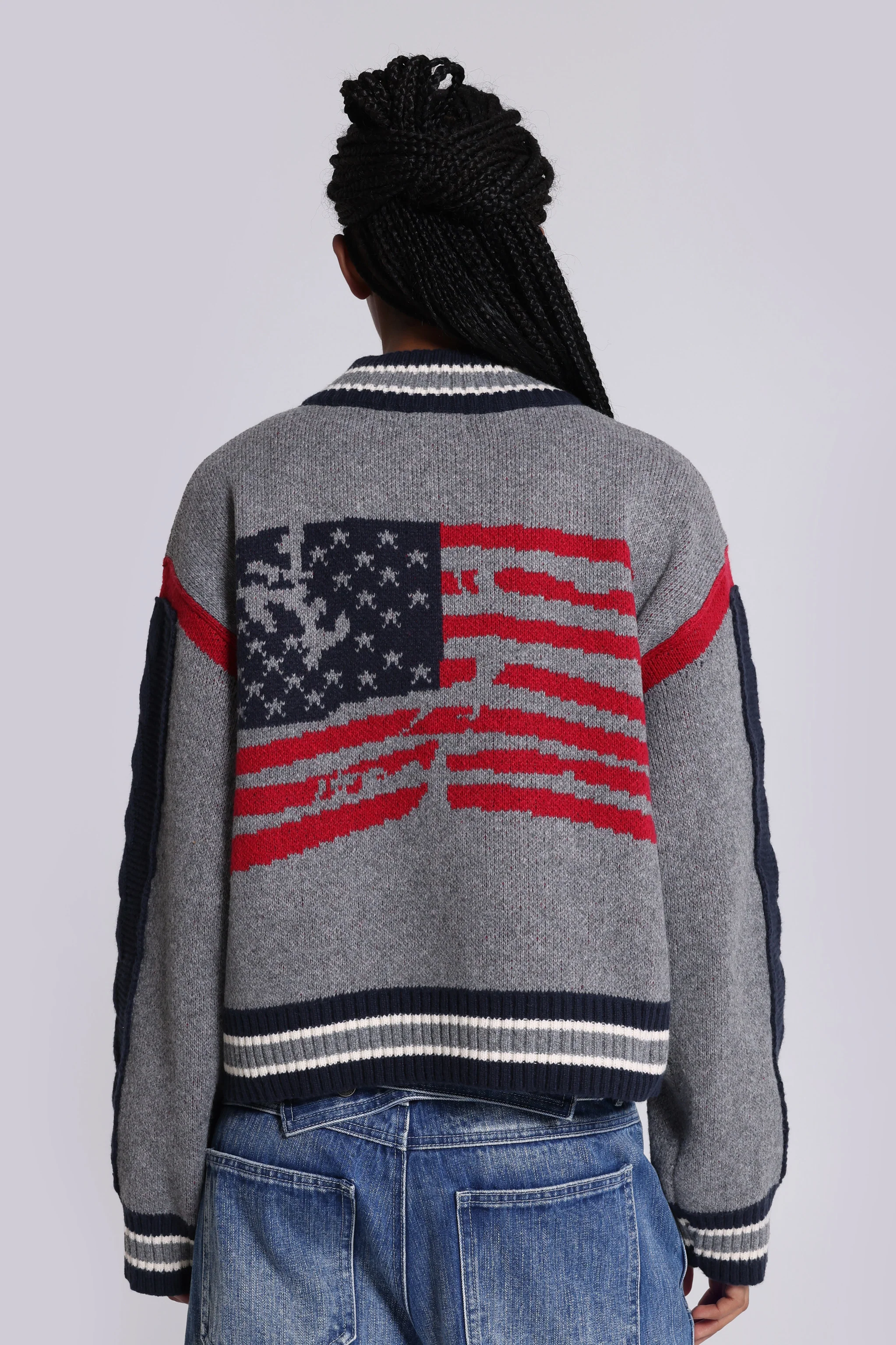 Team USA Studded Knitted Bomber Jacket - Image 4