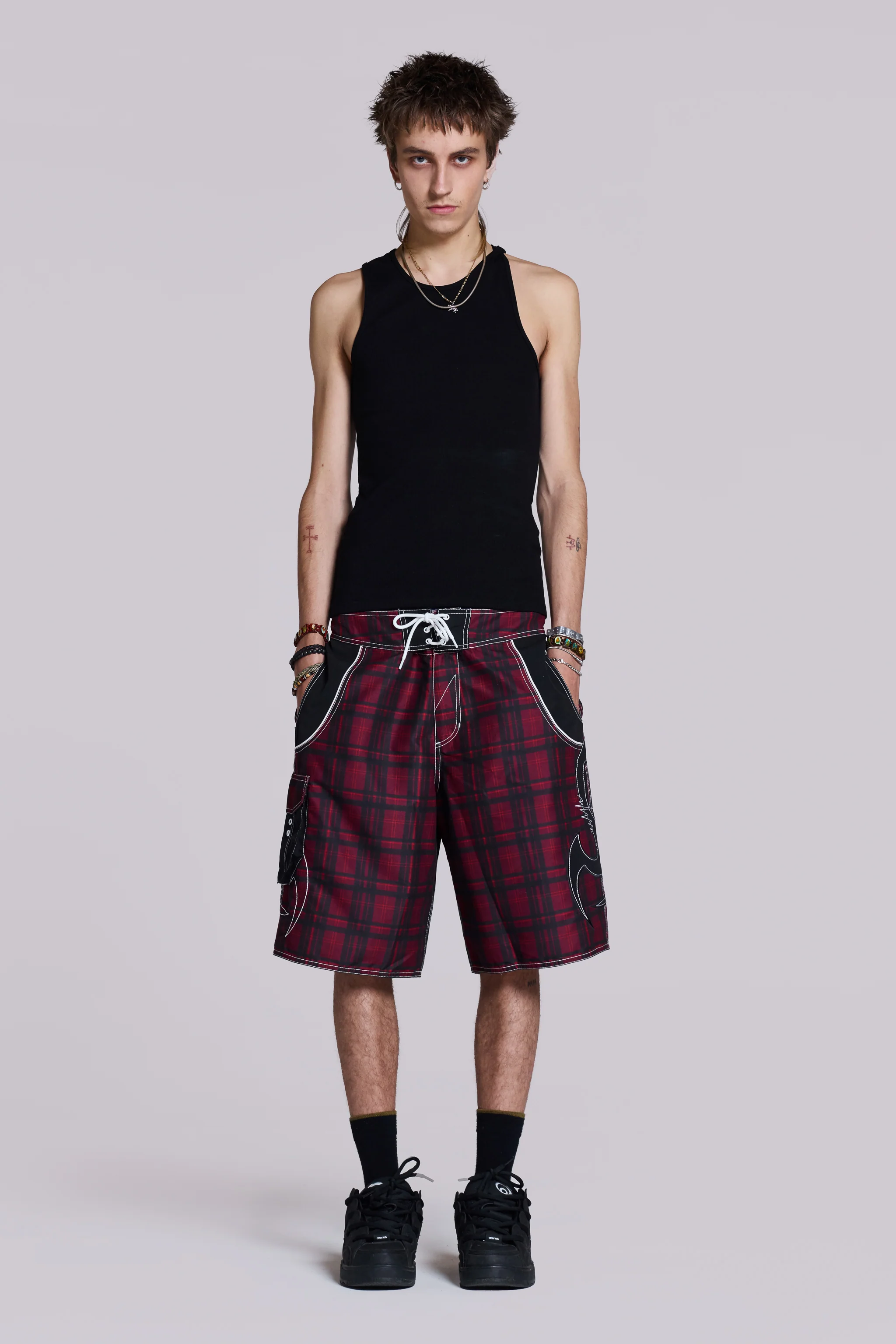 Tribal Check Board Shorts - Image 3