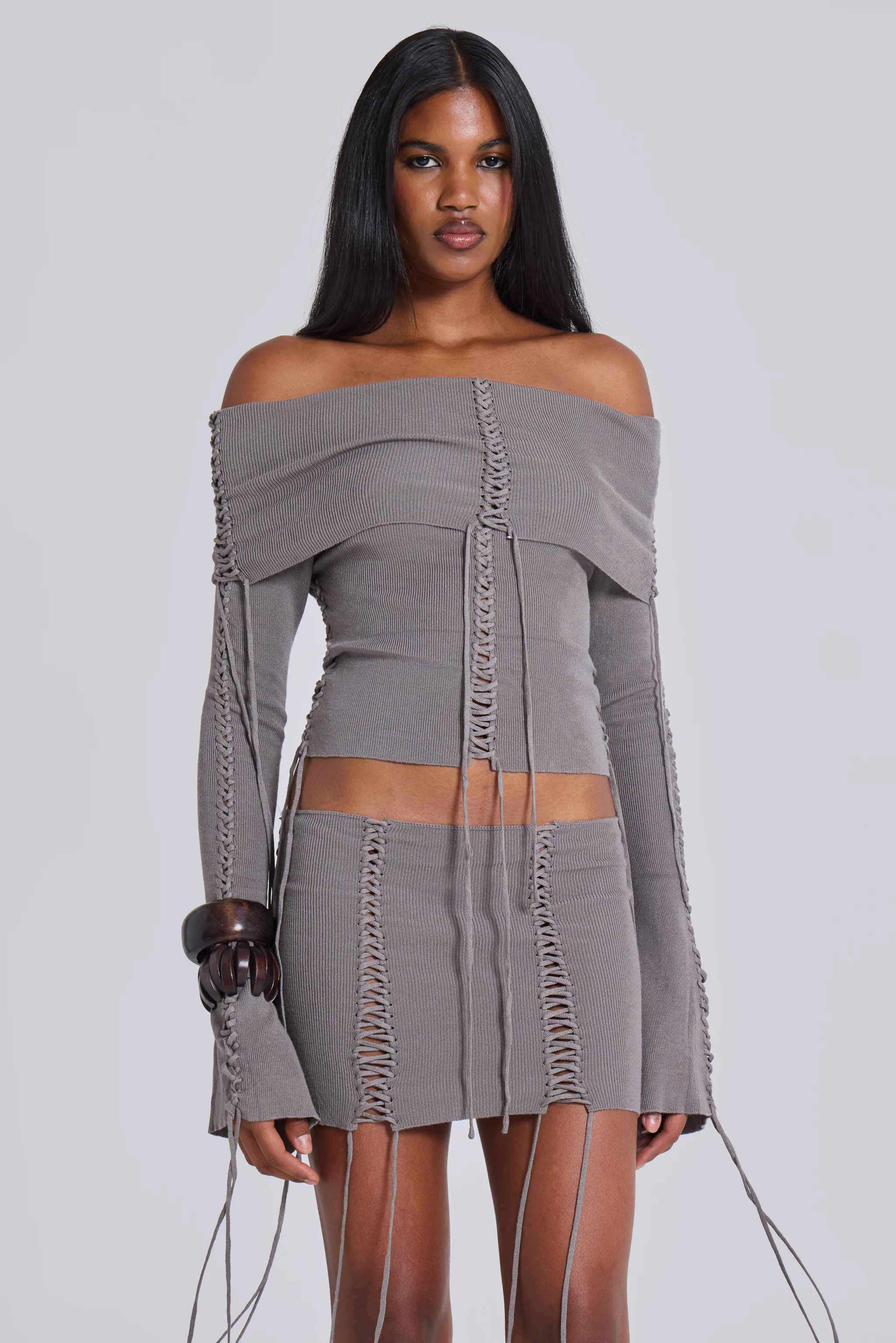 Vargo Knit Lace Up Mini Skirt - Image 7
