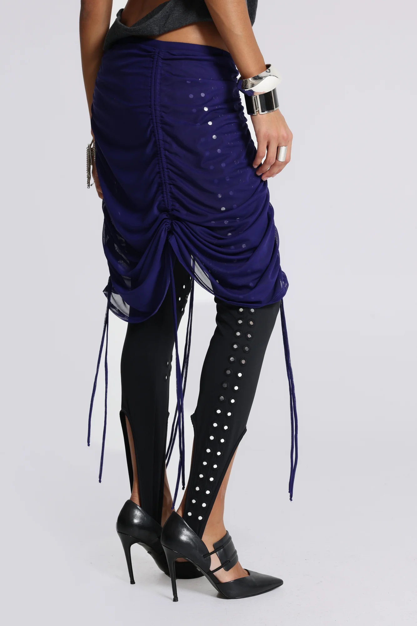 Velare Ruched Mesh Midi Skirt - Image 5