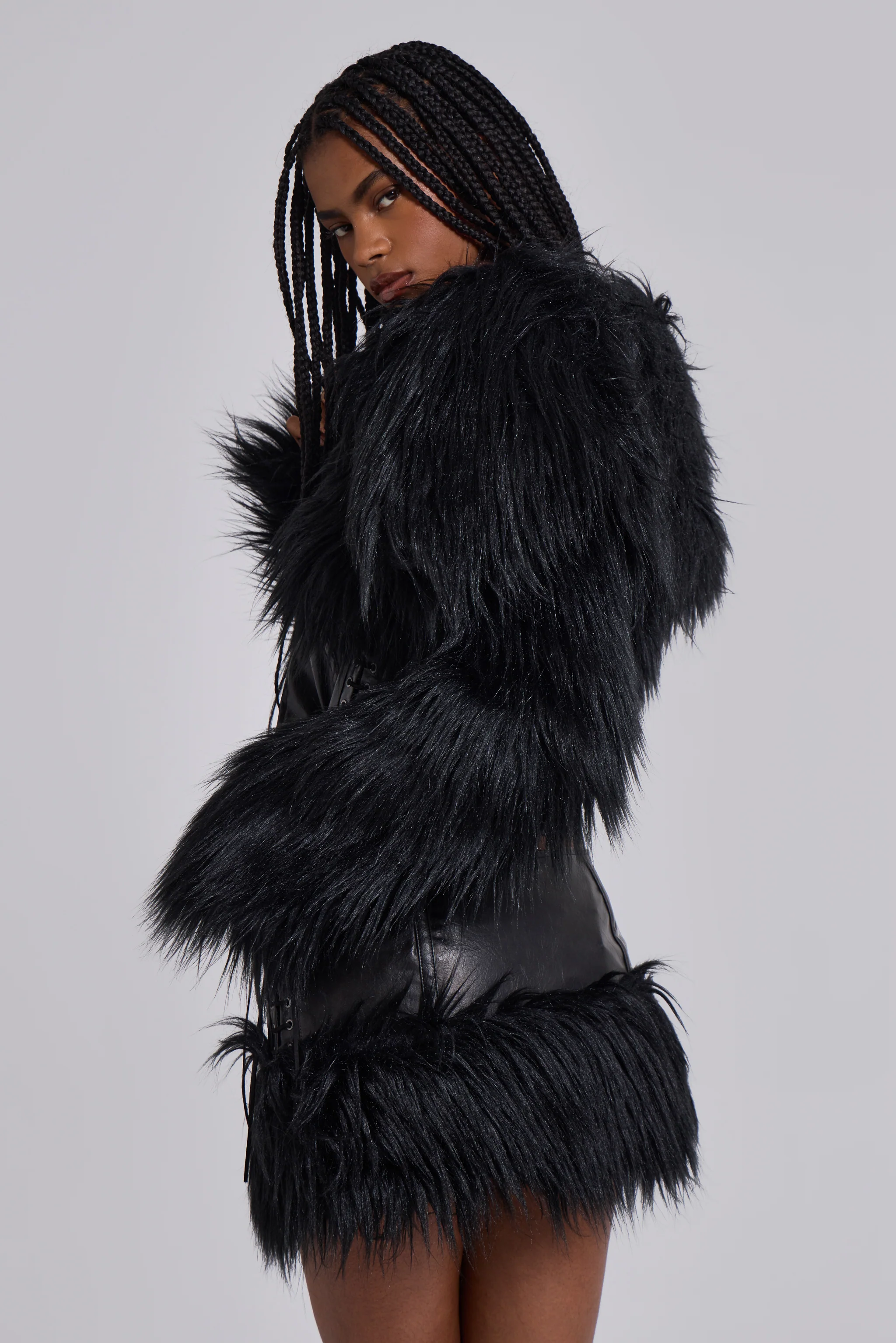 Viera Faux Fur and Leather Jacket - Image 5