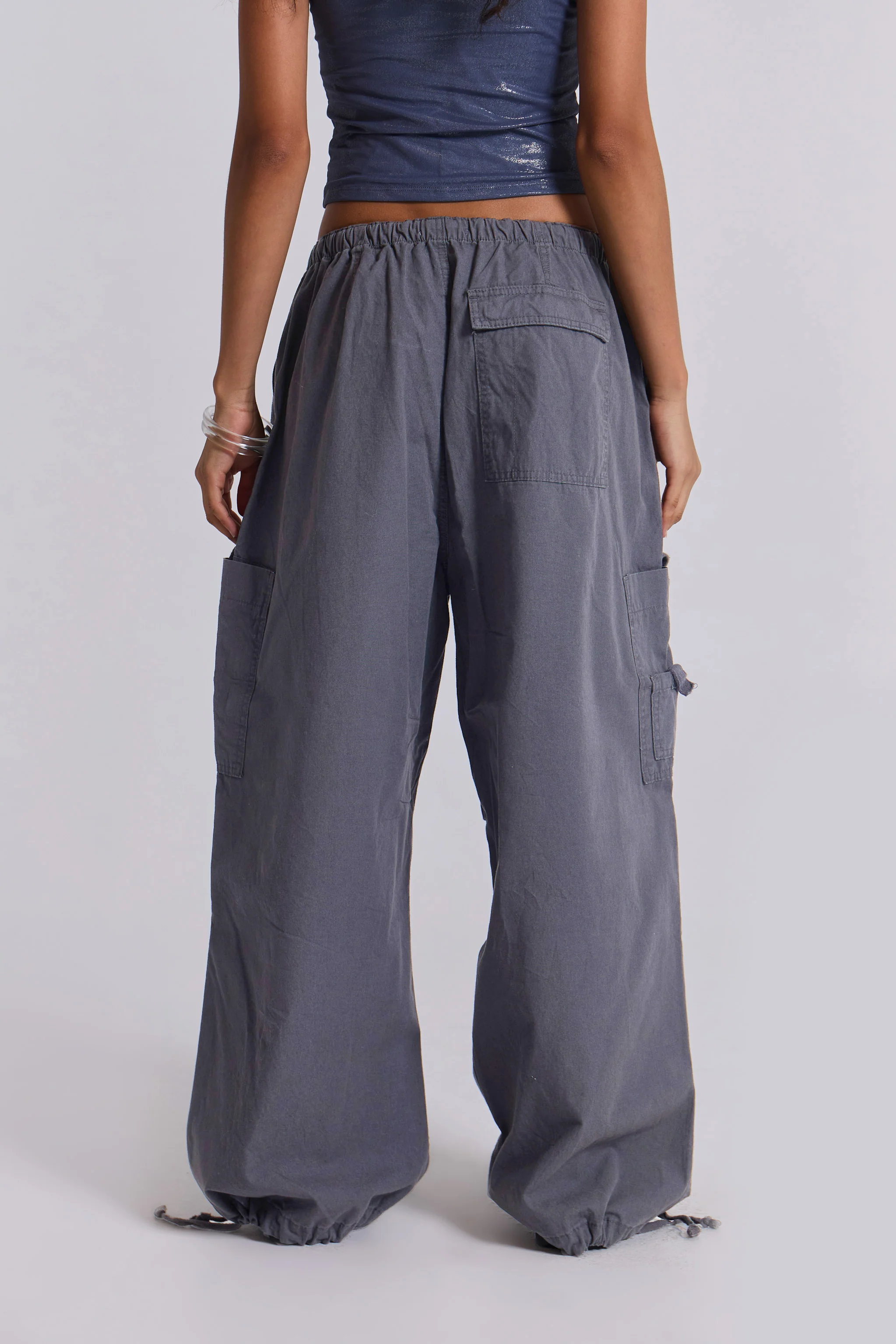 Vintage Grey Parachute Cargo Pants - Image 5