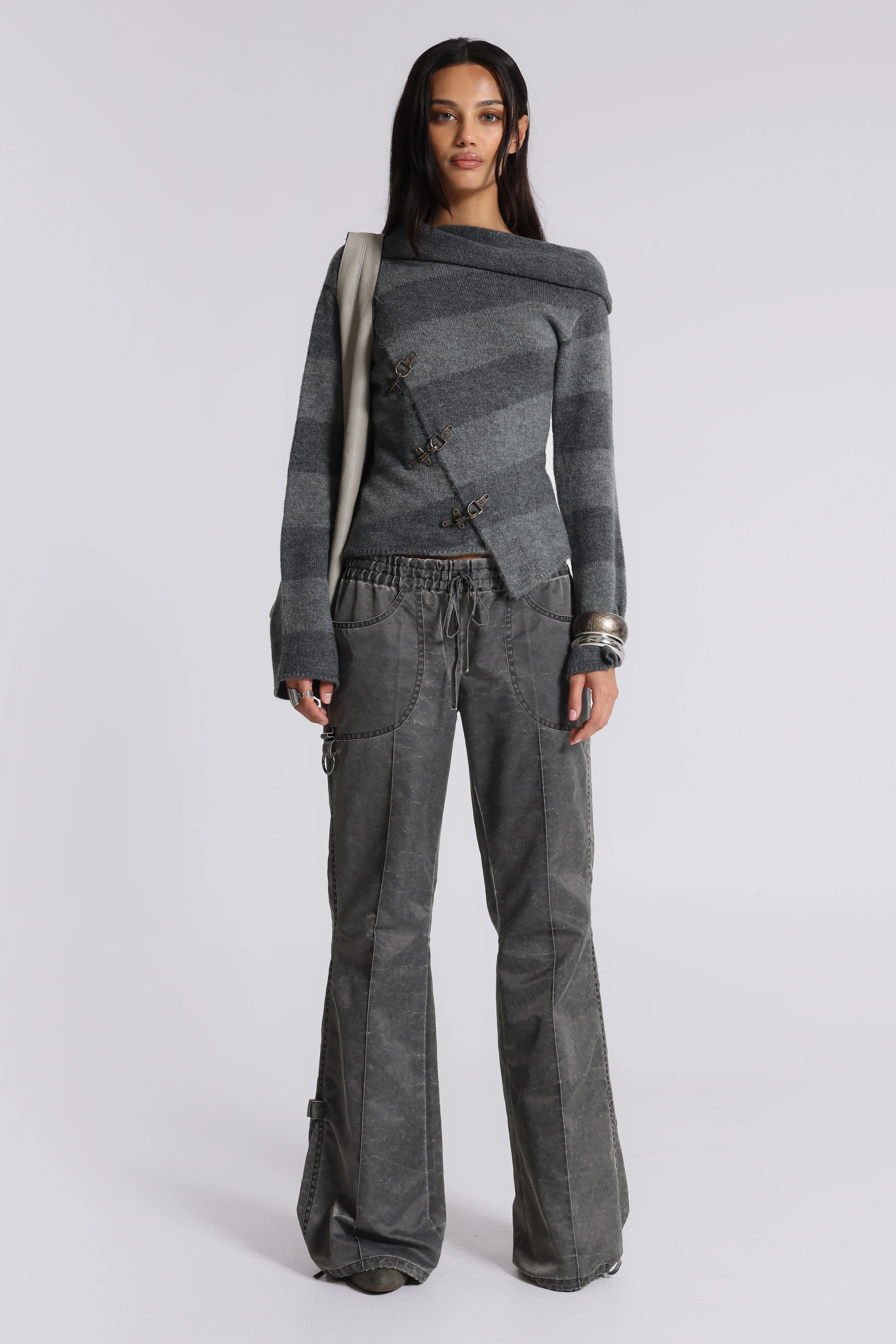 Vire Washed Satin Bootcut Cargos - Image 10
