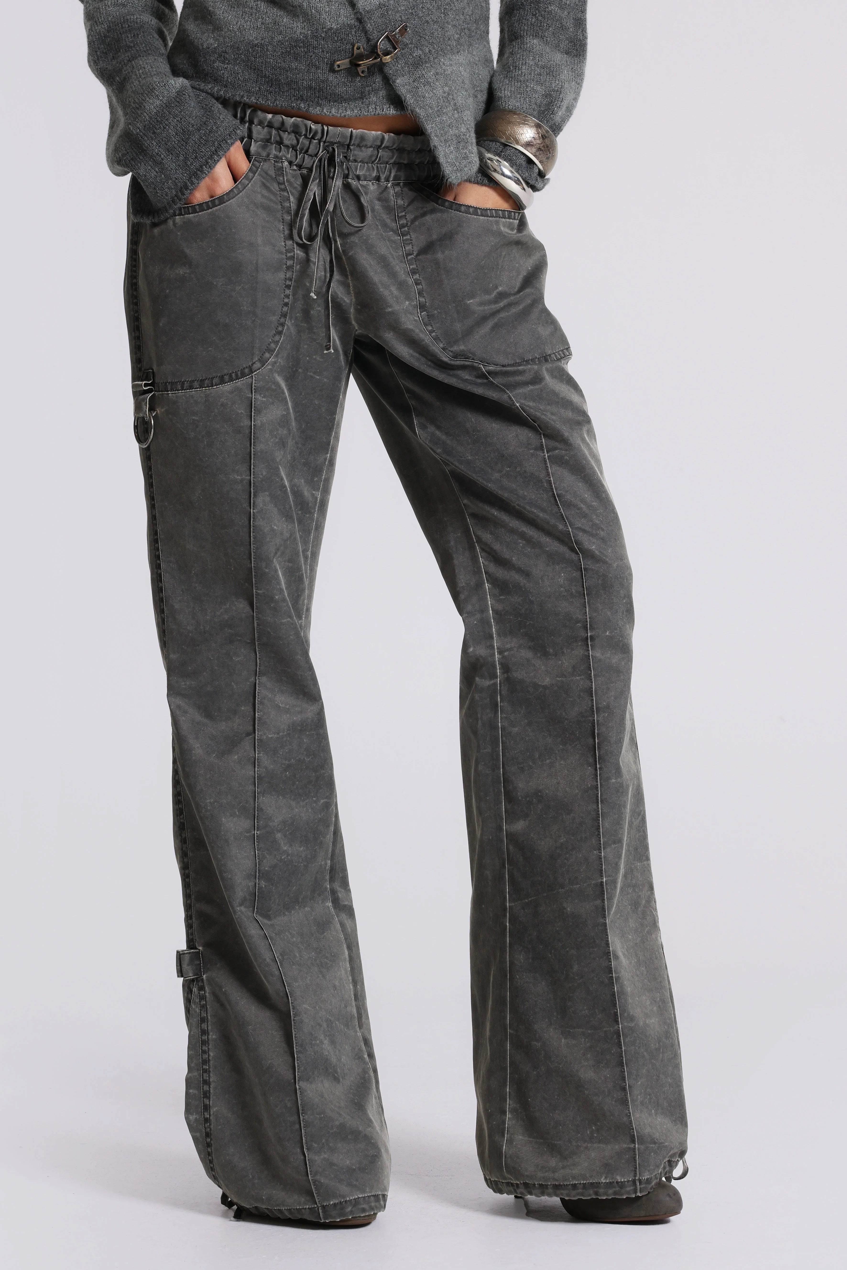 Vire Washed Satin Bootcut Cargos - Image 5