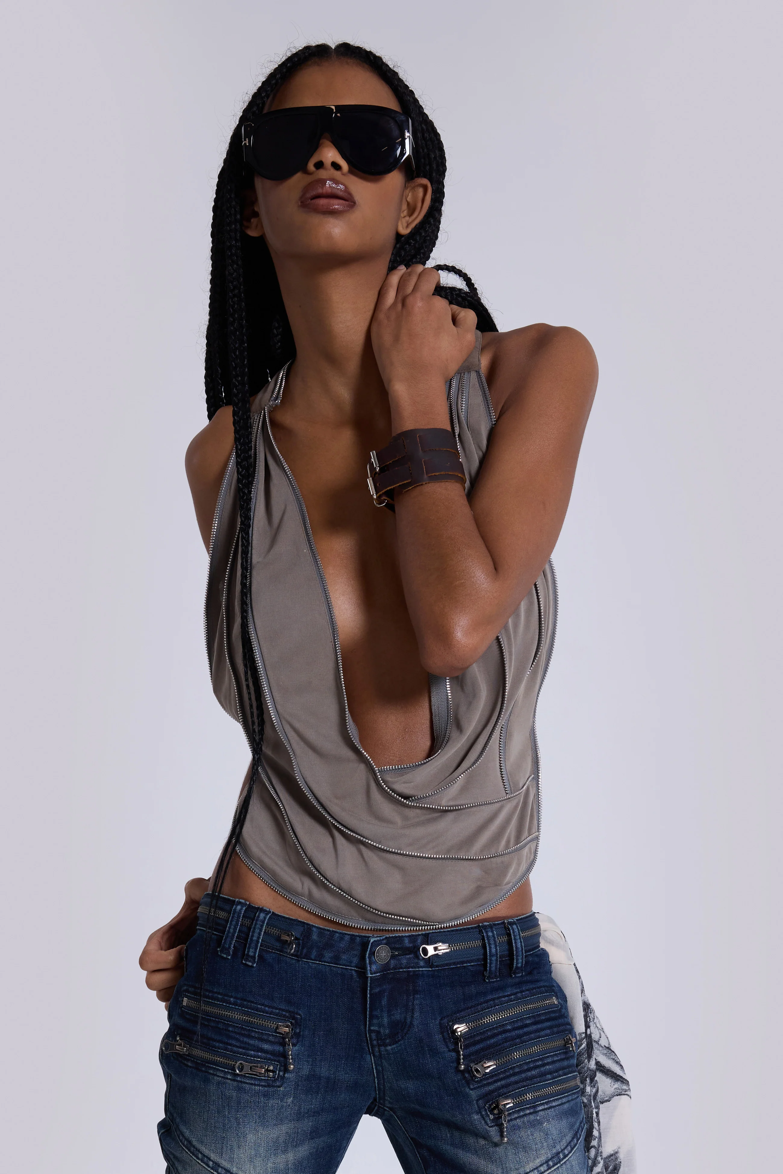 Vrax Cowl Zipper Top - Image 9