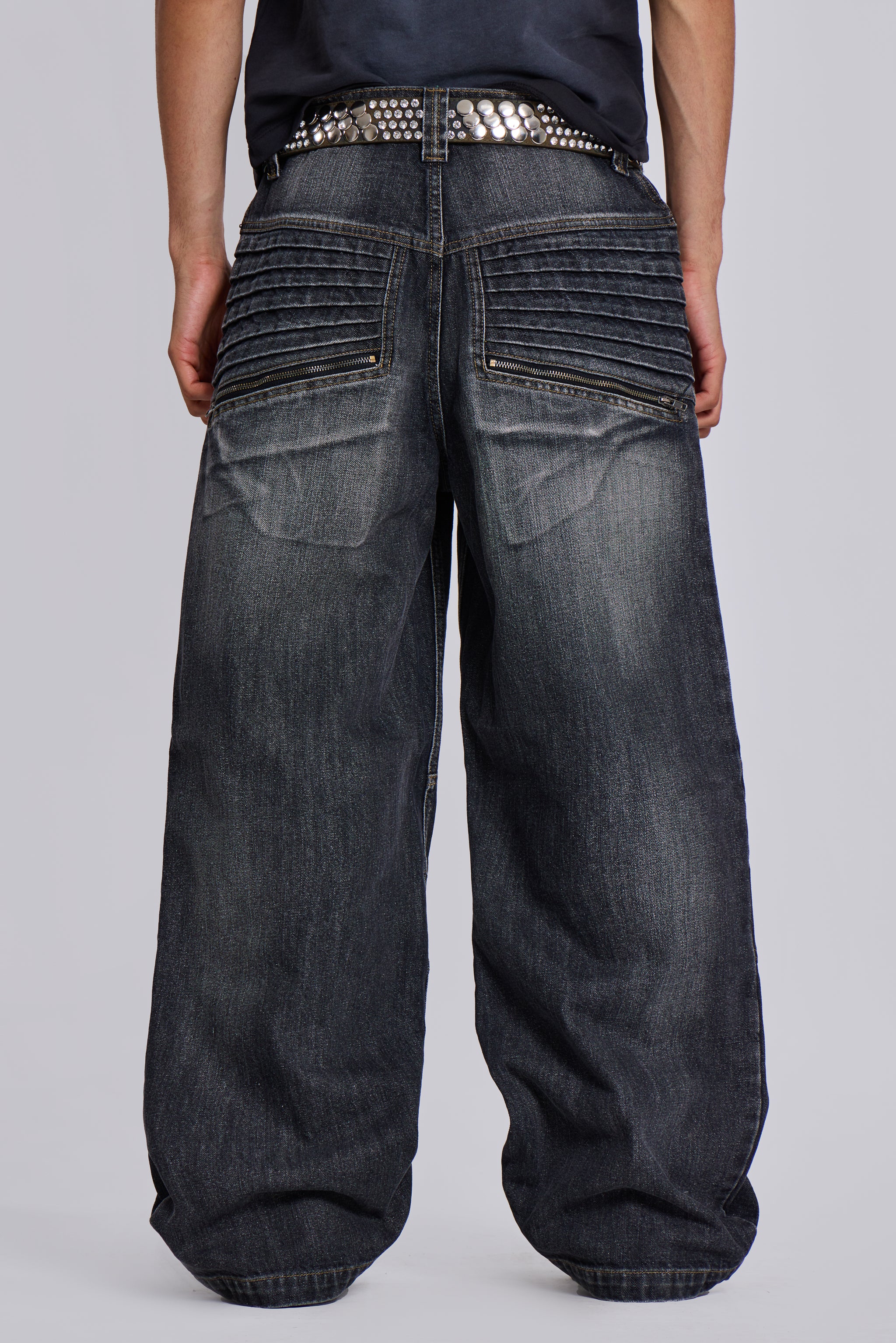 Washed Black Crash Biker Colossus Jeans - Image 3