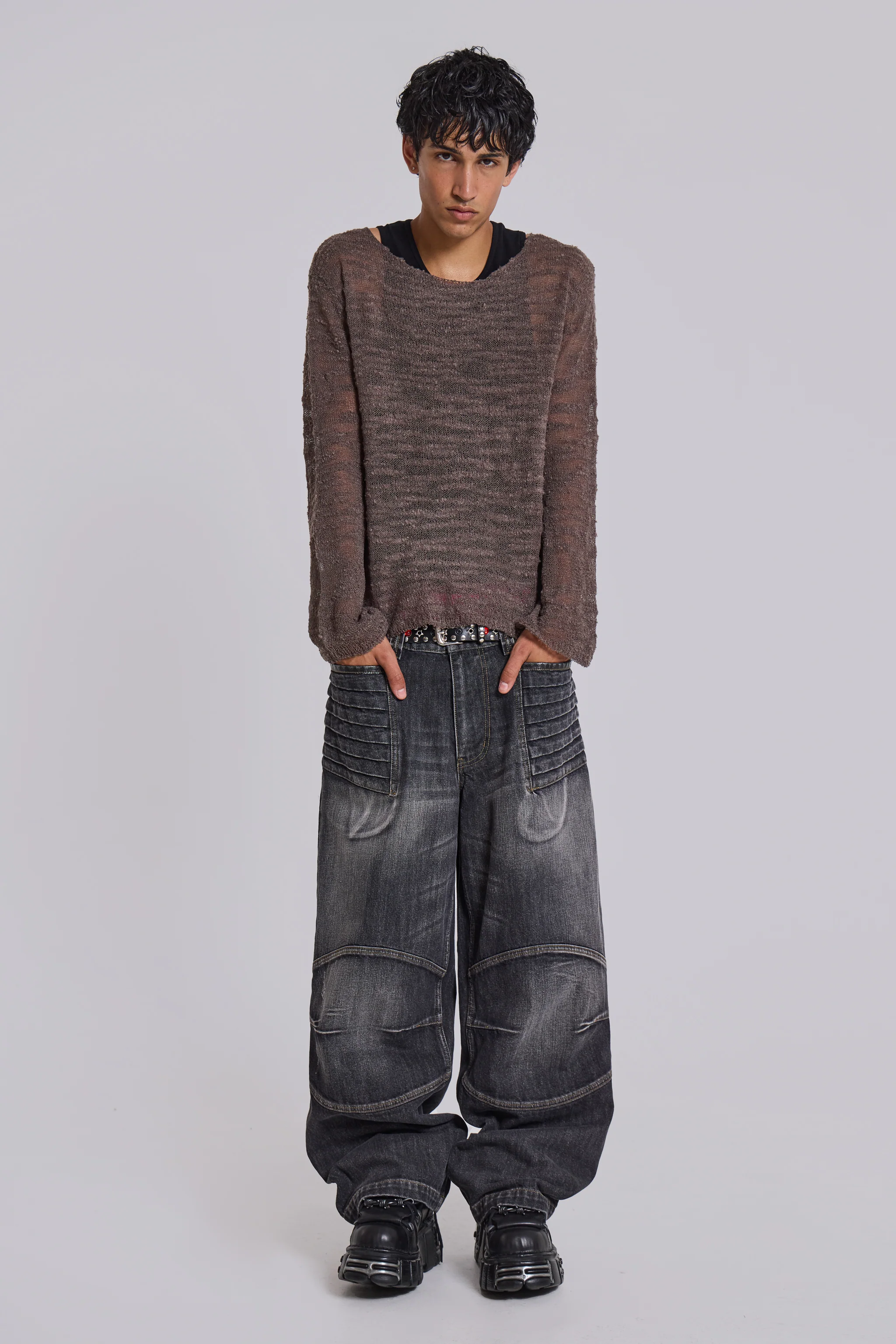 Washed Black Crash Biker Colossus Jeans - Image 7