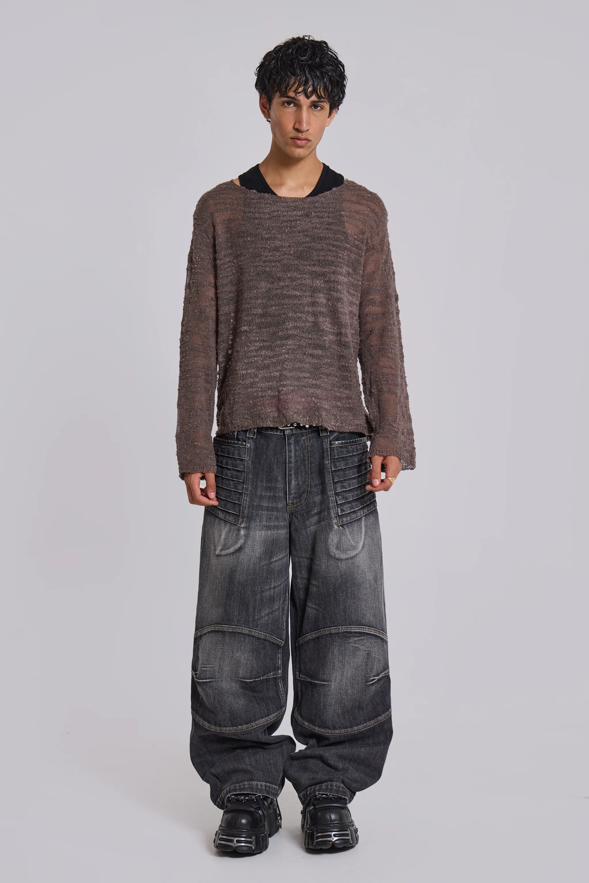 Washed Black Crash Biker Colossus Jeans - Image 8