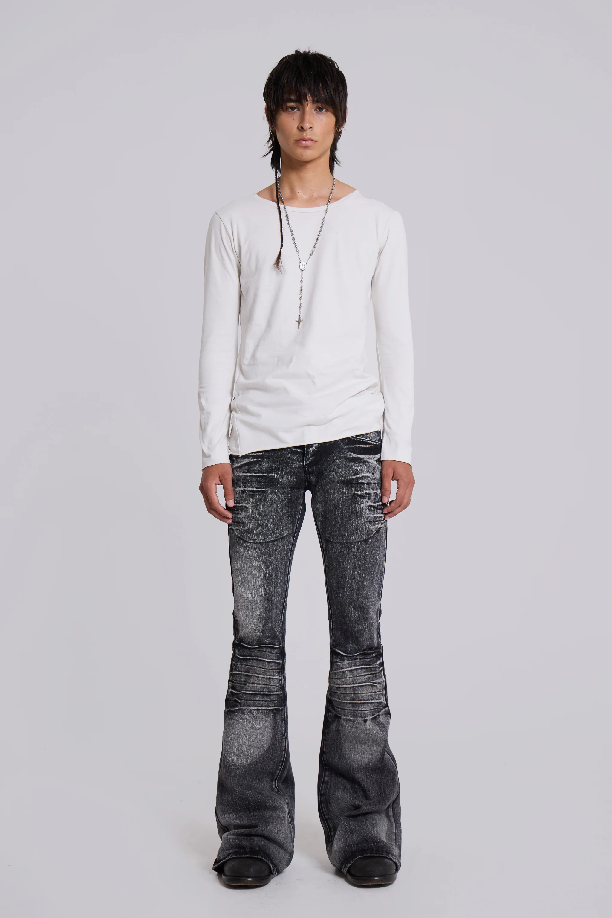 Washed Black Drift Bootcut Jeans - Image 3