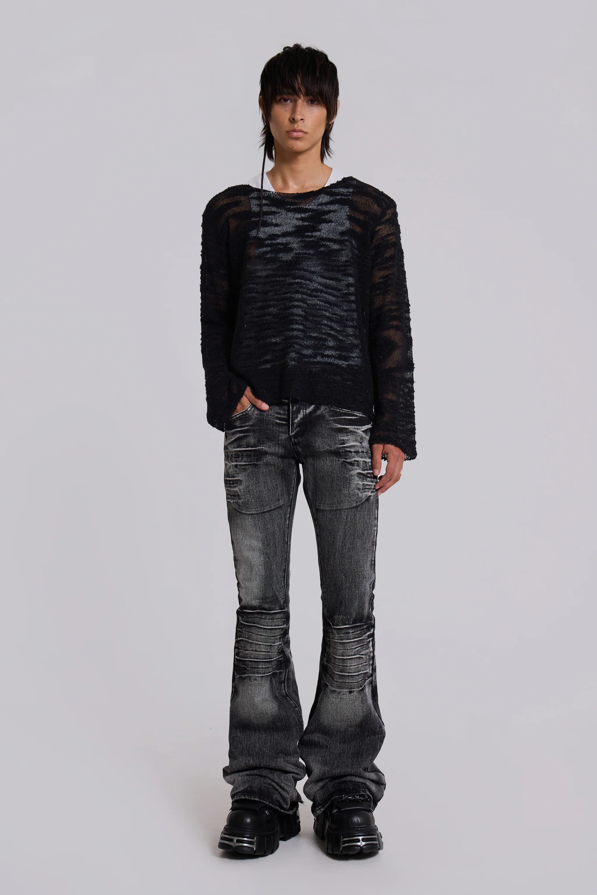 Washed Black Drift Bootcut Jeans - Image 7