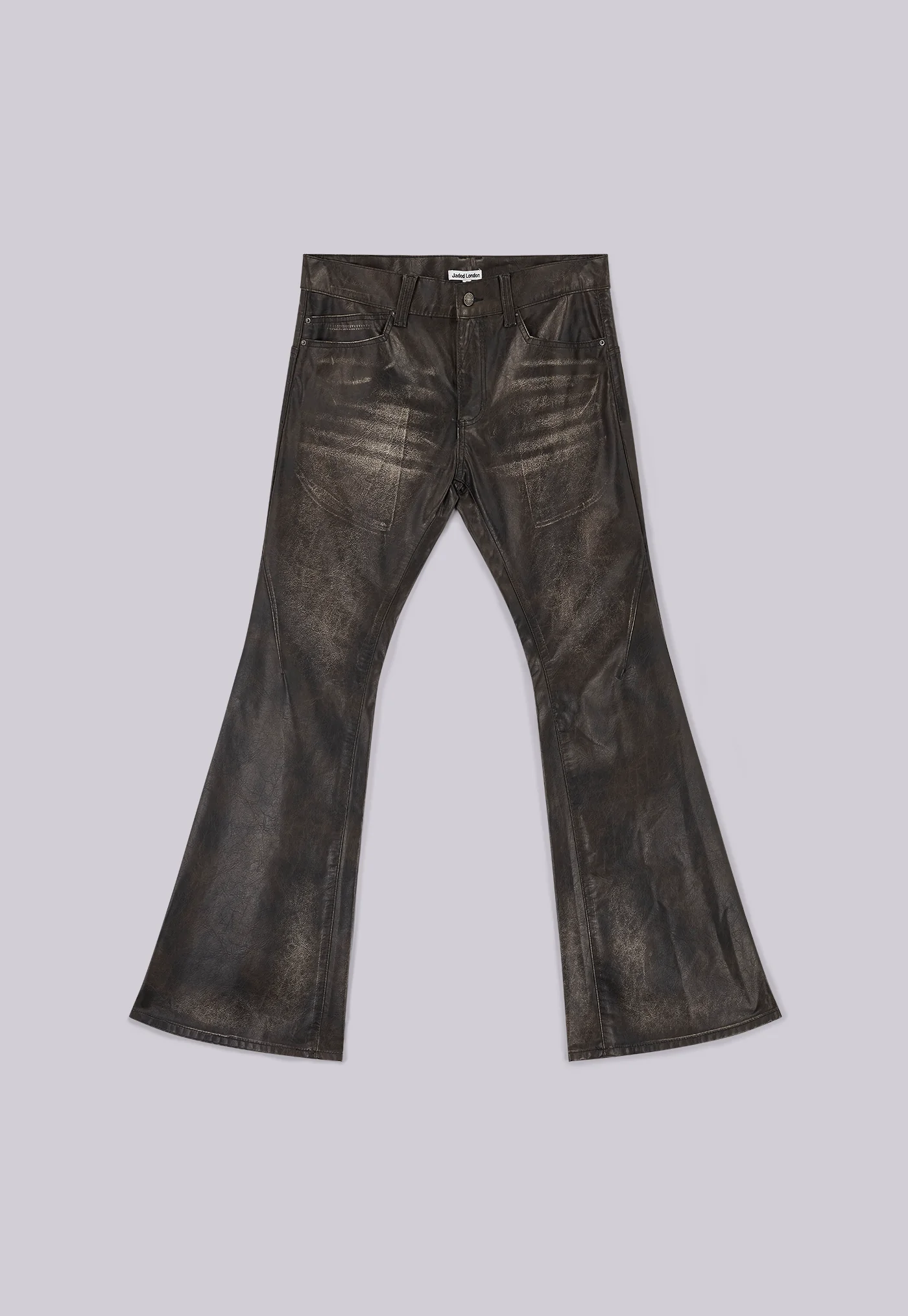 Washed Black PU Drift Bootcut Jeans - Image 2