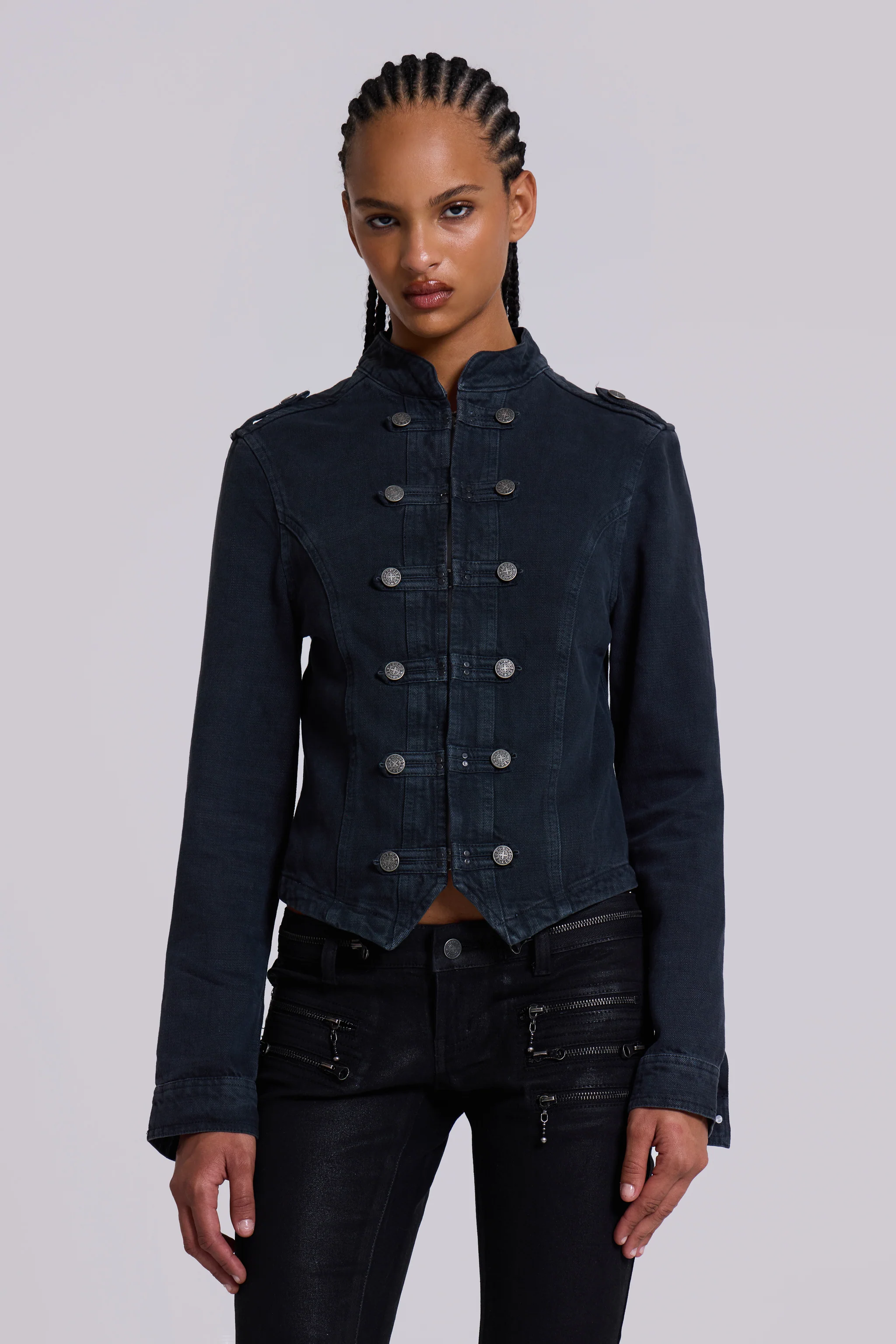 Rebel Military Jacket in Washed Black - Image 4