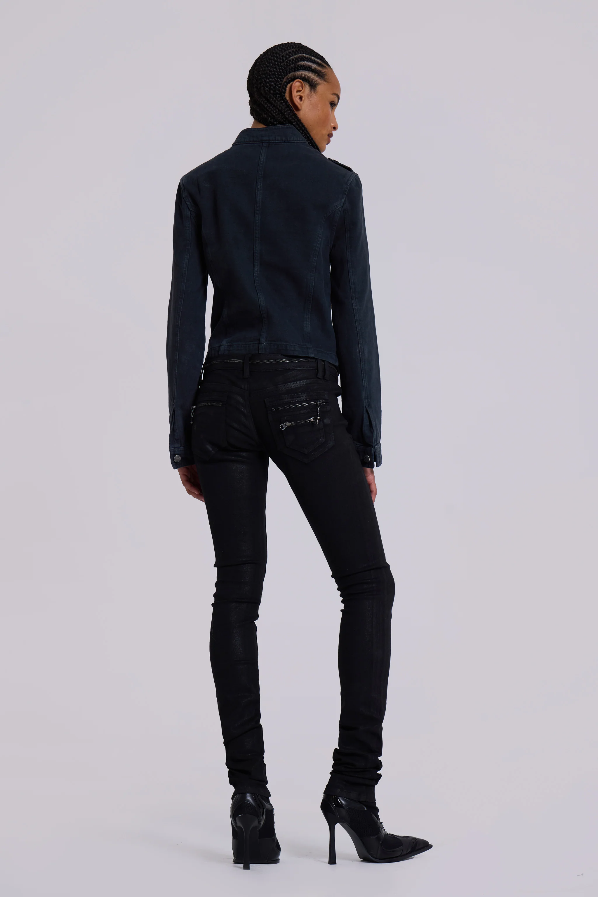 Rebel Military Jacket in Washed Black - Image 5
