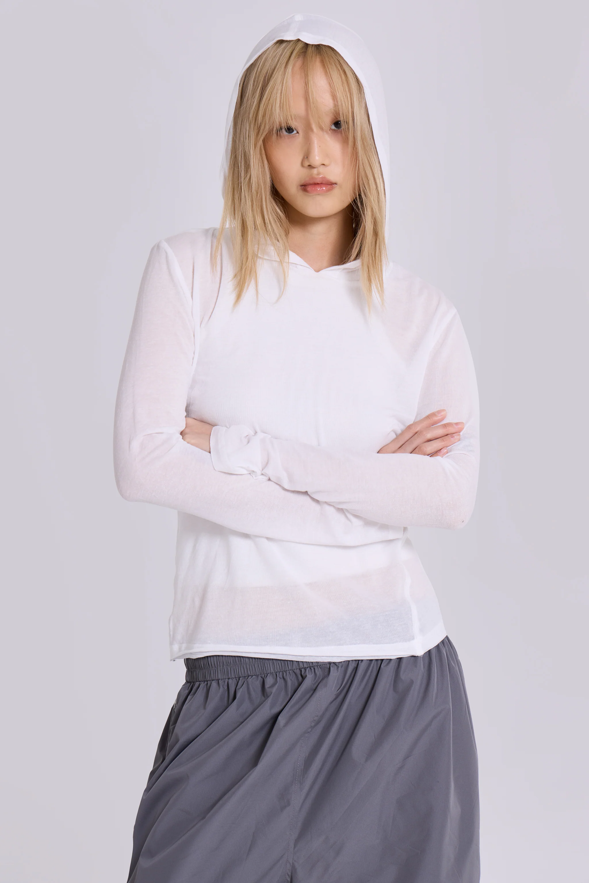 White Marl Mist Hoodie - Image 9