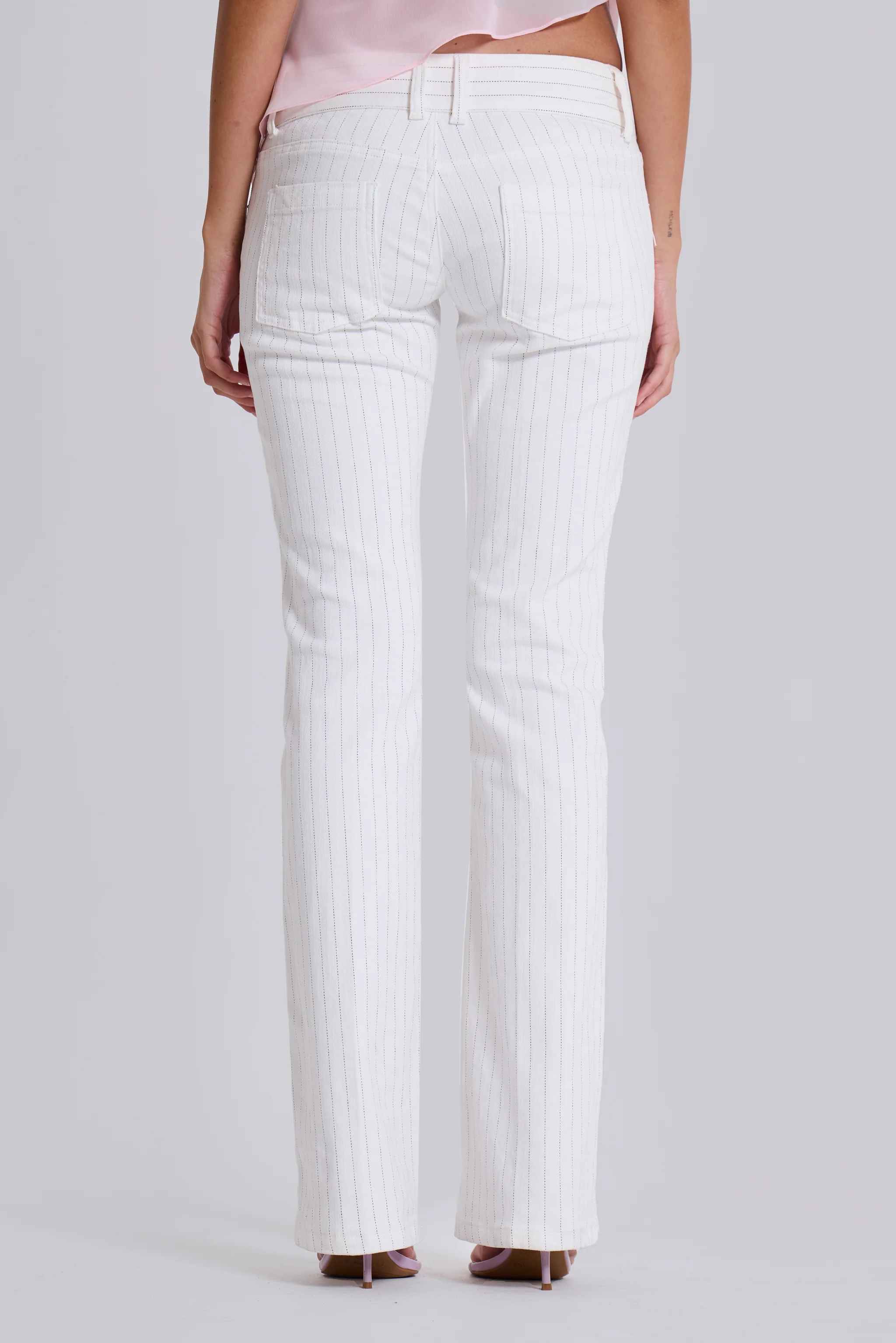 White Pinstripe Thirteen Jeans - Image 6