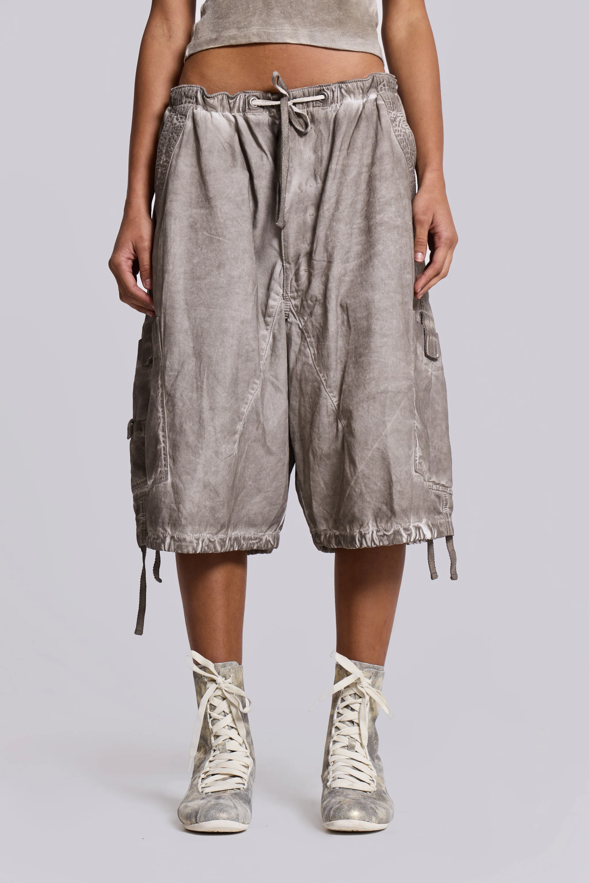 Stone Oil Wash Parachute Shorts - Image 2