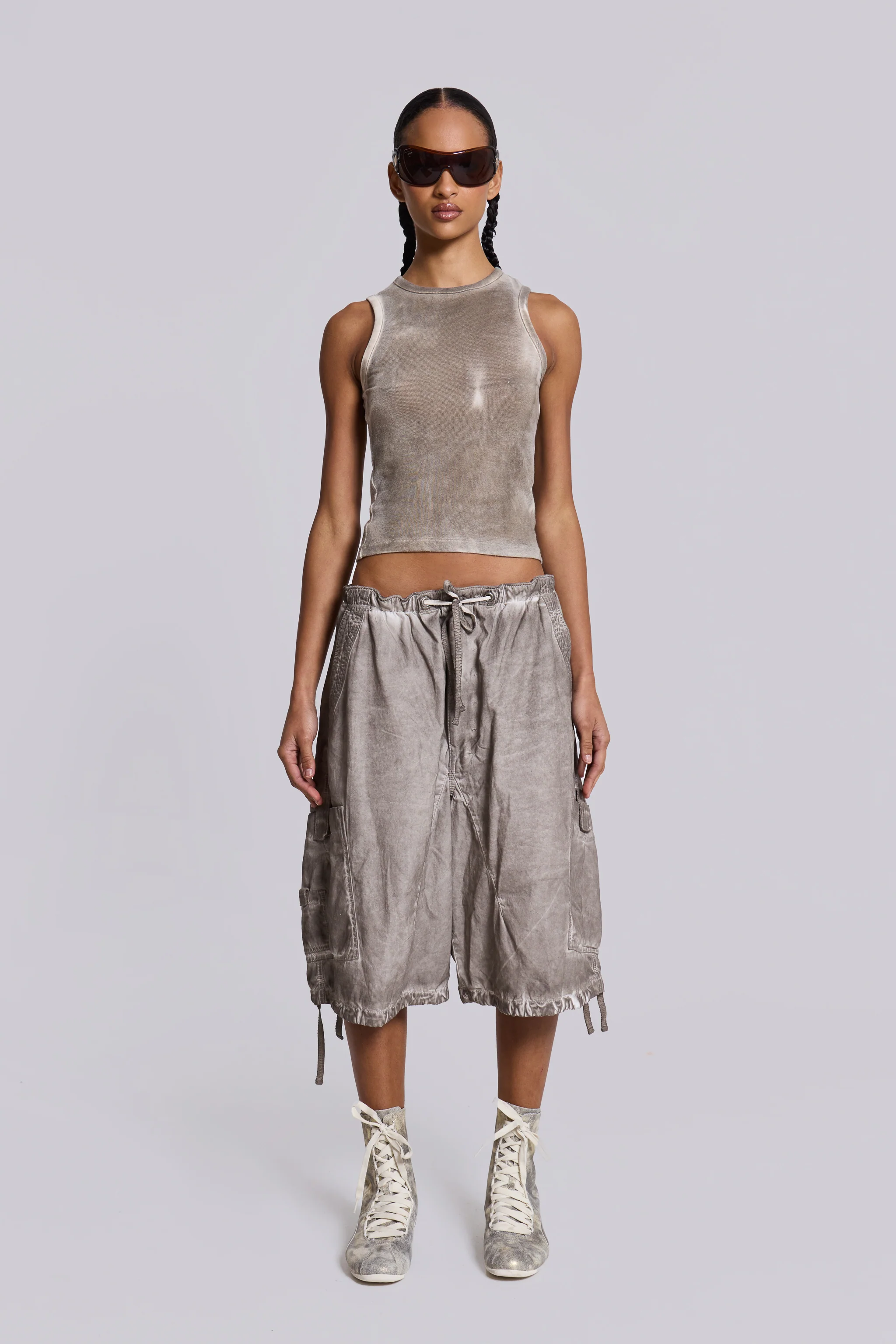 Stone Oil Wash Parachute Shorts - Image 4
