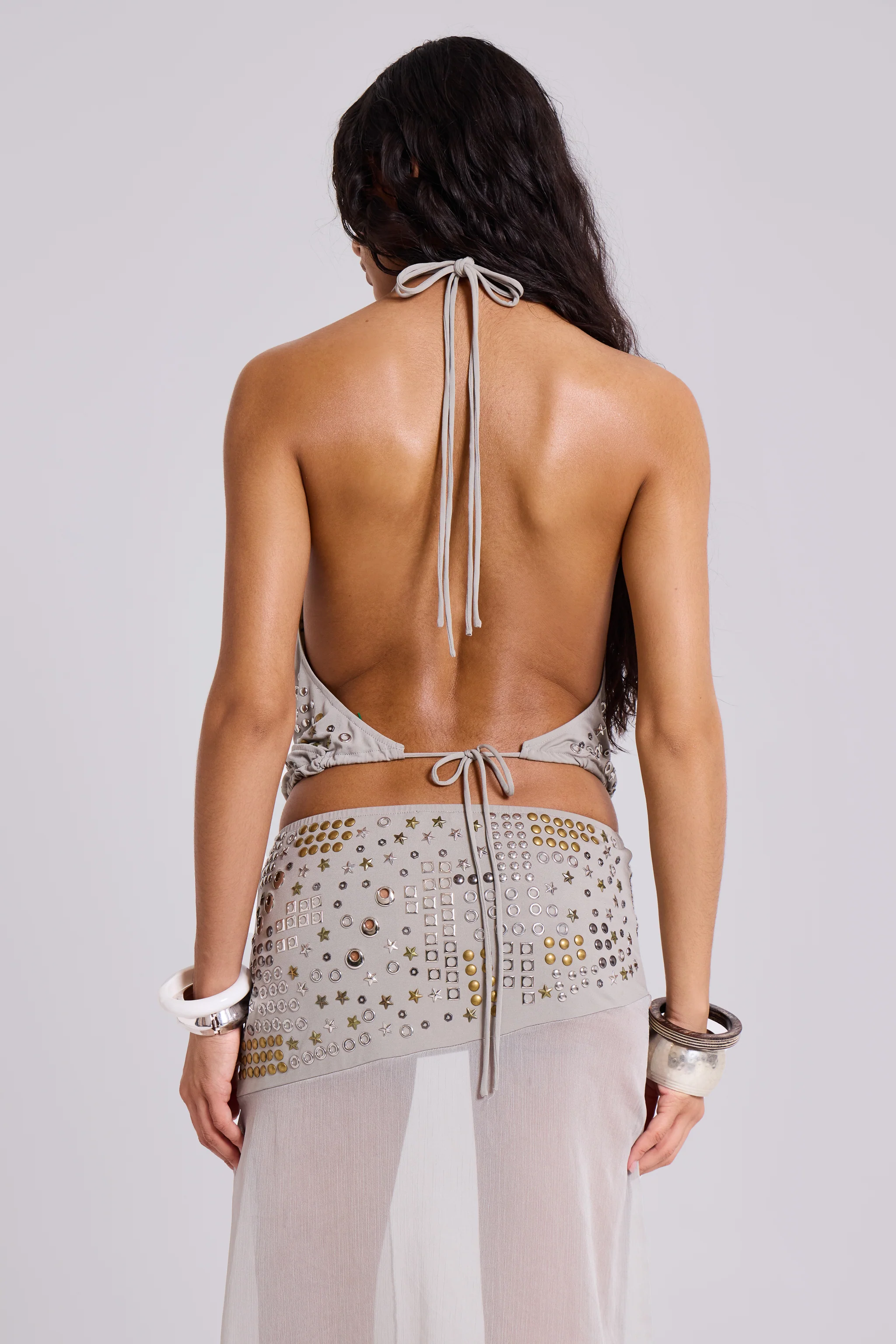 Xtal Studded Chiffon Midi Skirt - Image 9